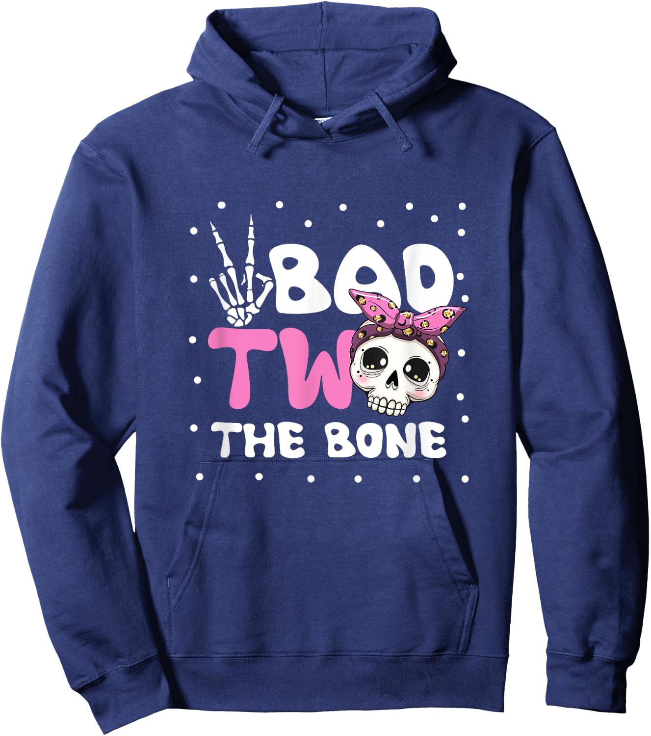 Bad Two The Bone Toddler Halloween 2nd Birthday Checkered Hoodie - Hoodie | Navy