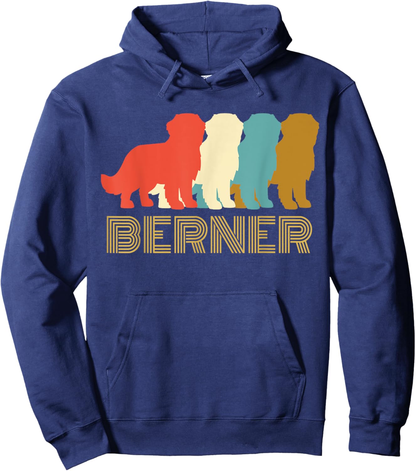 Vintage Bernese Mountain Dog , I Love My Berner Hoodie - Hoodie | Navy