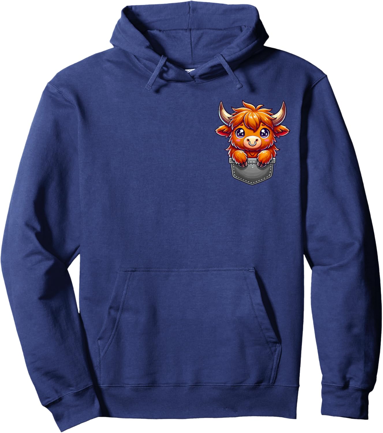 Pocket Scottish Highland Cow Lover Cow Scotland Farm Animal Hoodie - Hoodie | Navy