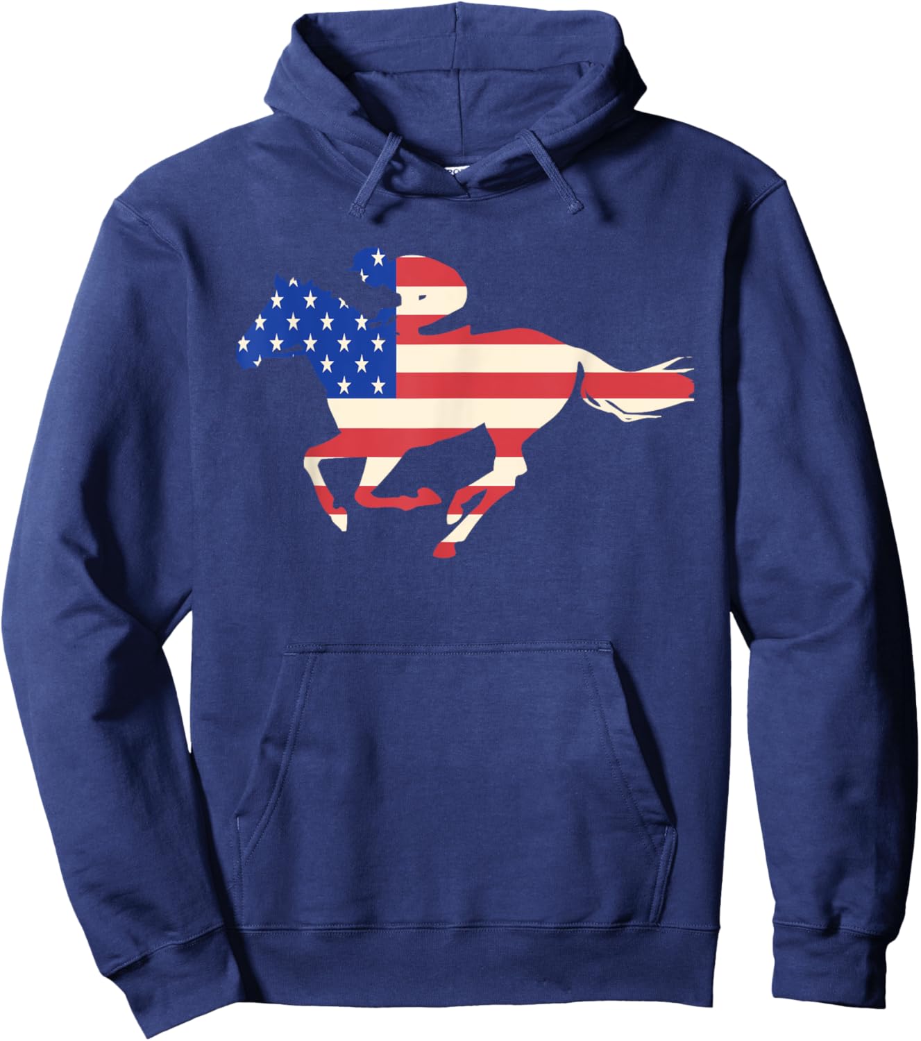 Horse Racing American Flag Equestrian Jockey Gift Hoodie - Hoodie | Navy
