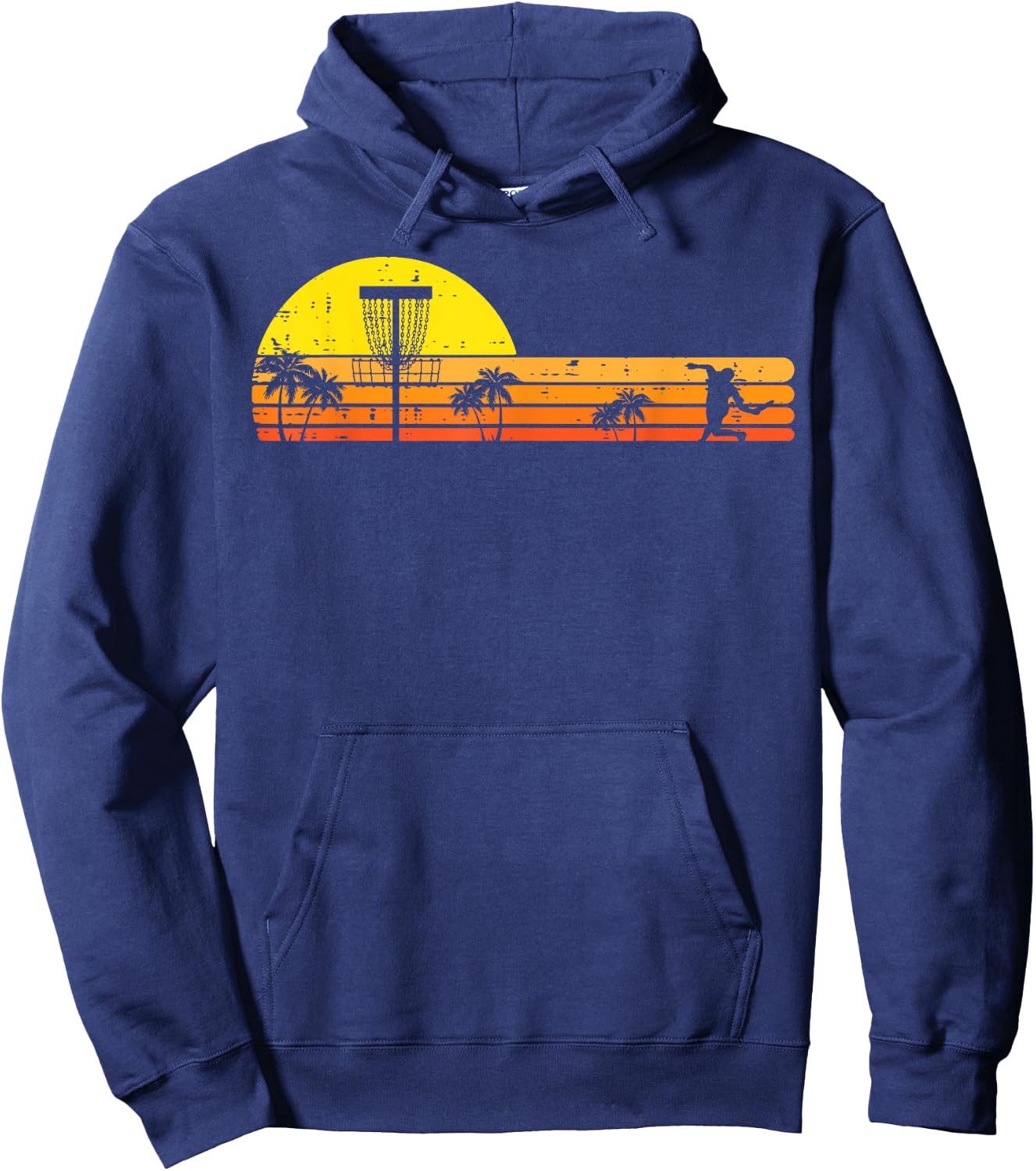 Disc Golf Palm Trees Retro Frisbee Frolf Sport Men Women Kid Hoodie - Hoodie | Navy