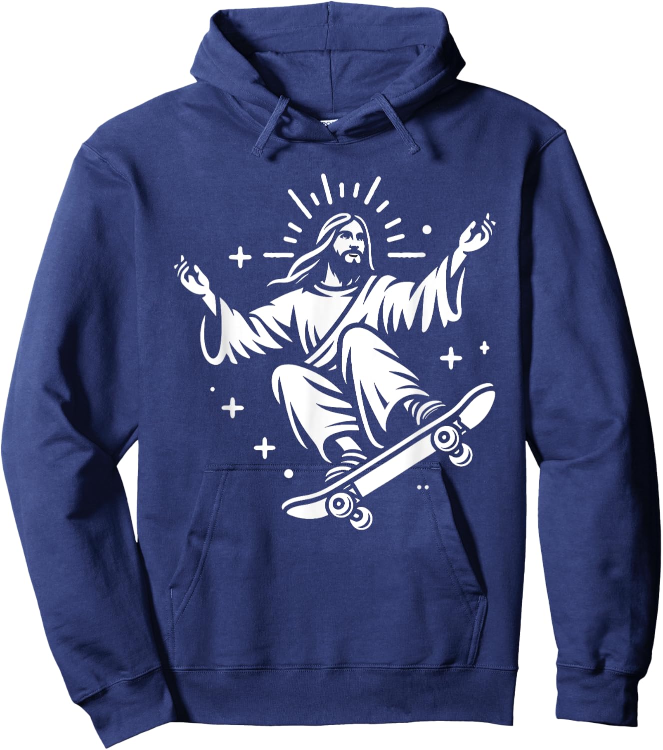 Jesus Riding Skateboard Funny Christian Skateboarding Hoodie - Hoodie | Navy