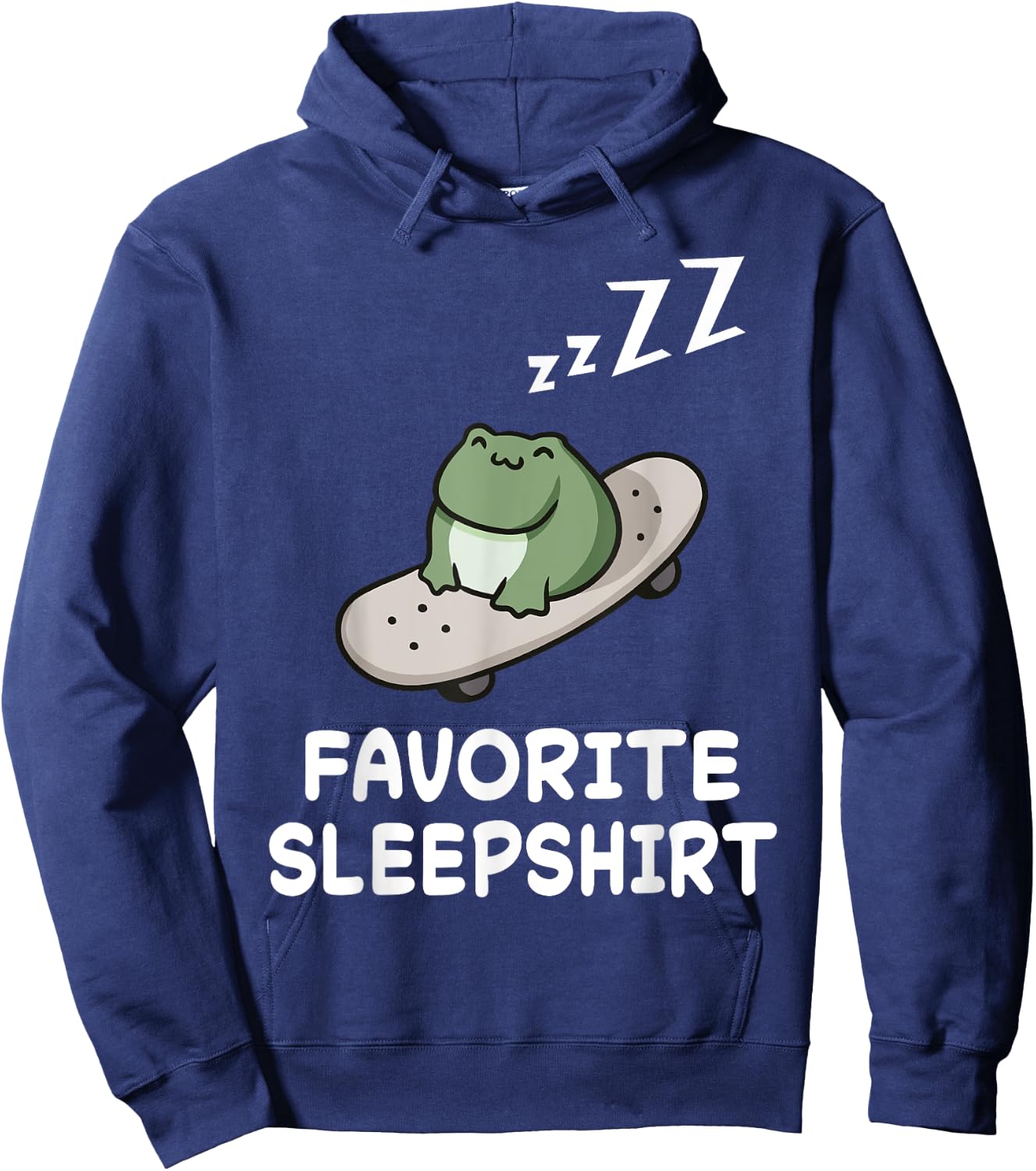 Frog Skateboard Frogs Nap Sleeping Sleep Pajama Nightgown Hoodie - Hoodie | Navy