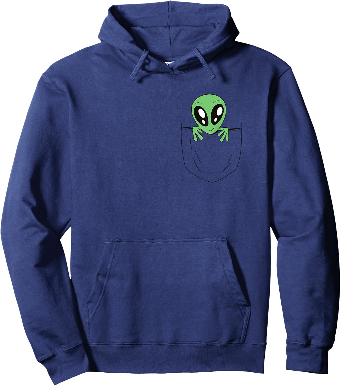 Green Alien in a Bag, Fun Sci-Fi Graphics Hoodie - Hoodie | Navy