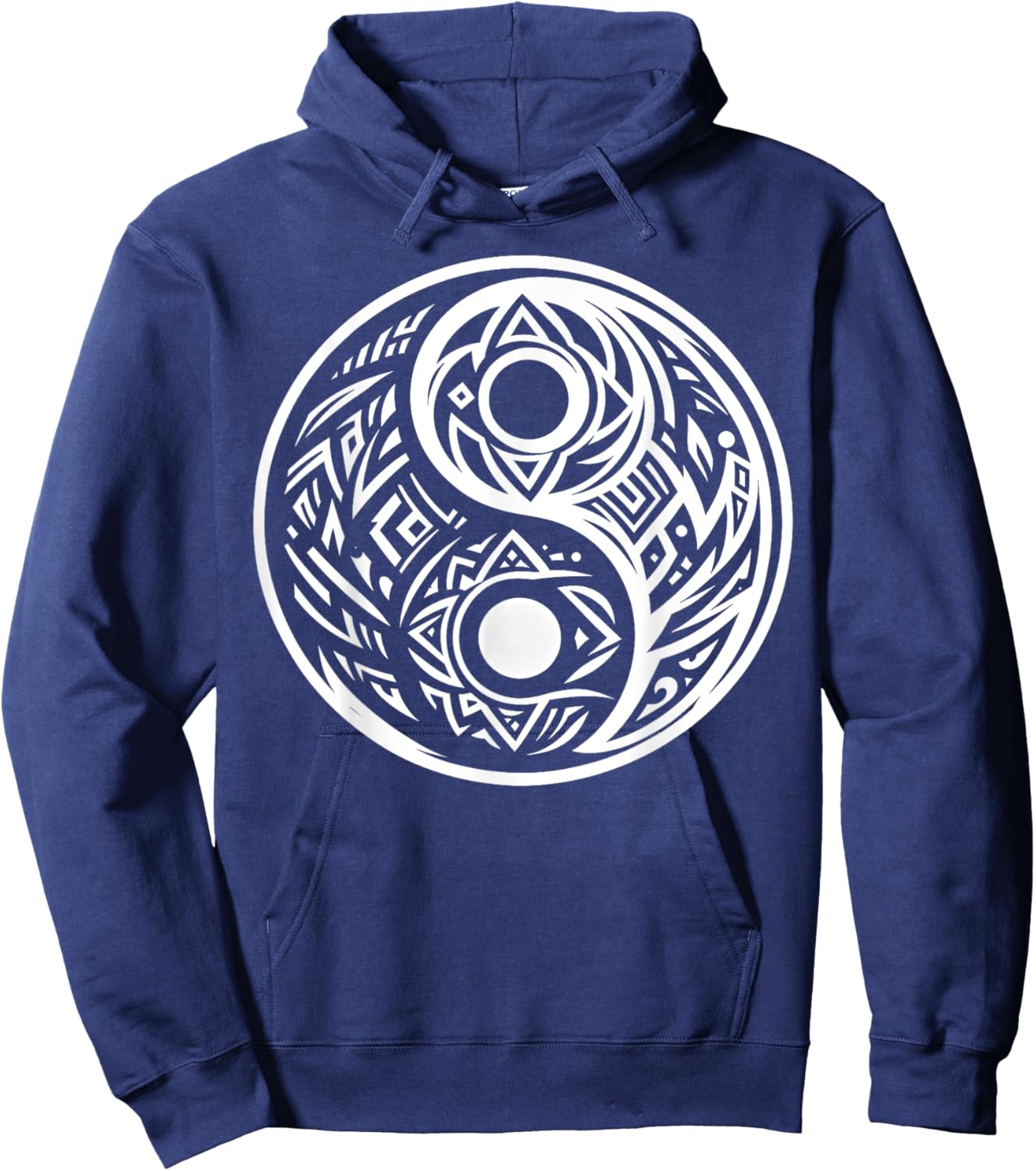 Cool Yin and Yang Symbol Tribal Art Style Men Women Hoodie - Hoodie | Navy