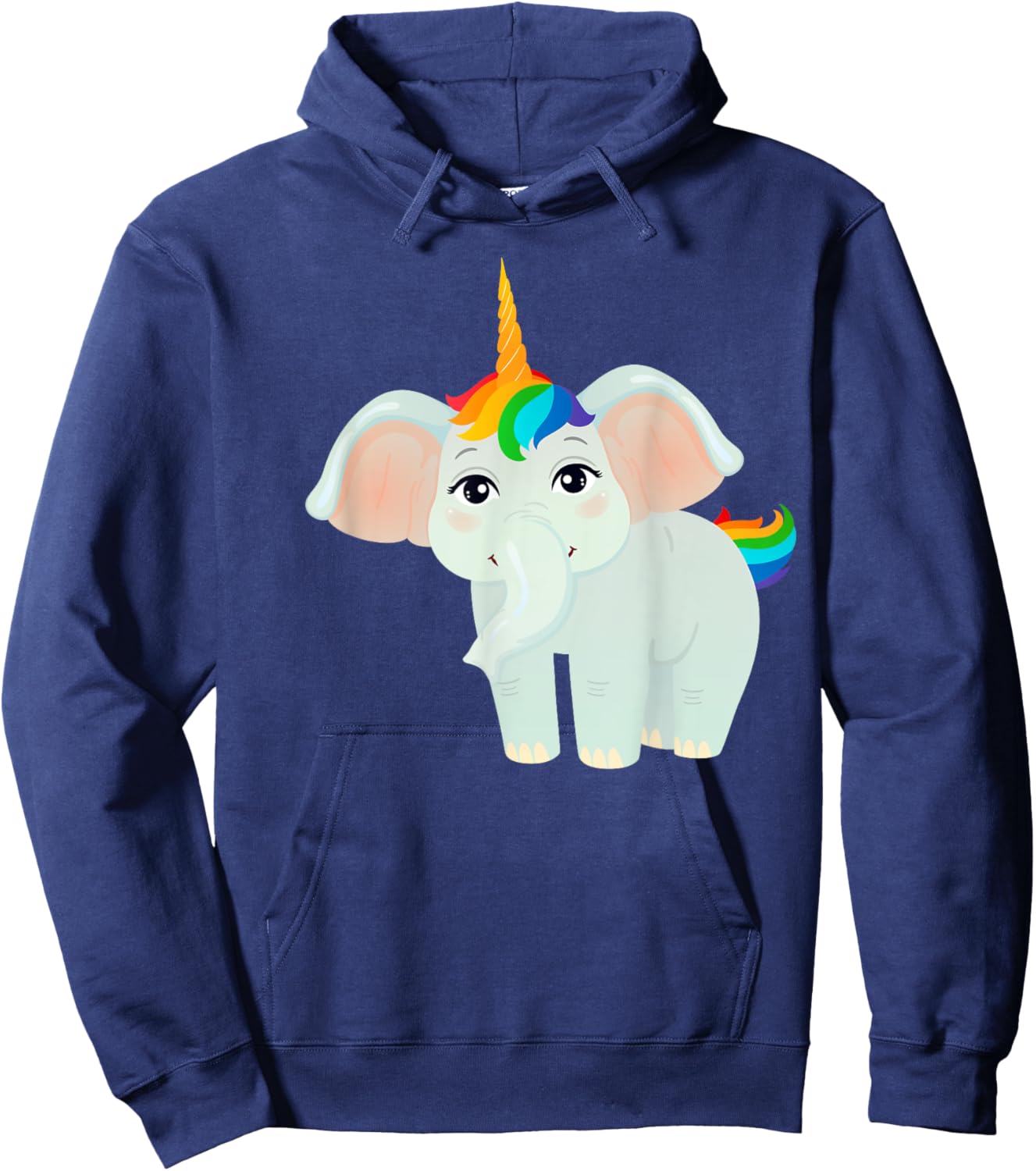 Elephant Unicorn With Rainbow Hair Hoodie - Hoodie | Navy