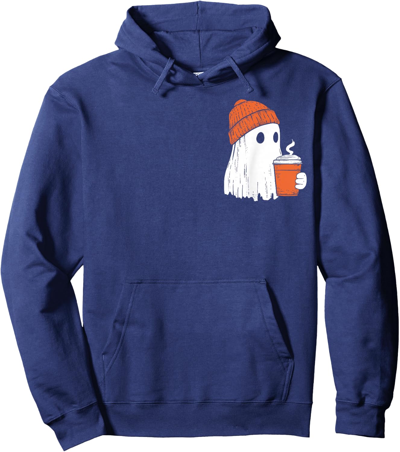 Ghost Drinking Coffee Funny Halloween Costume Coffee Lover Hoodie - Hoodie | Navy