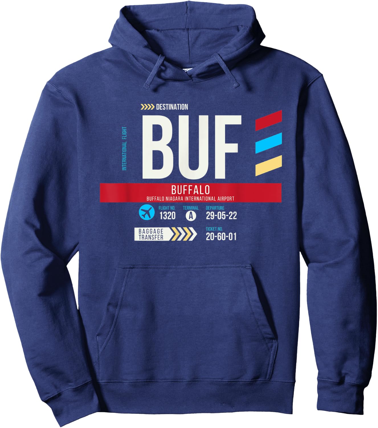 Vintage Buffalo BUF Airport Code Retro Travel Day New York Hoodie - Hoodie | Navy