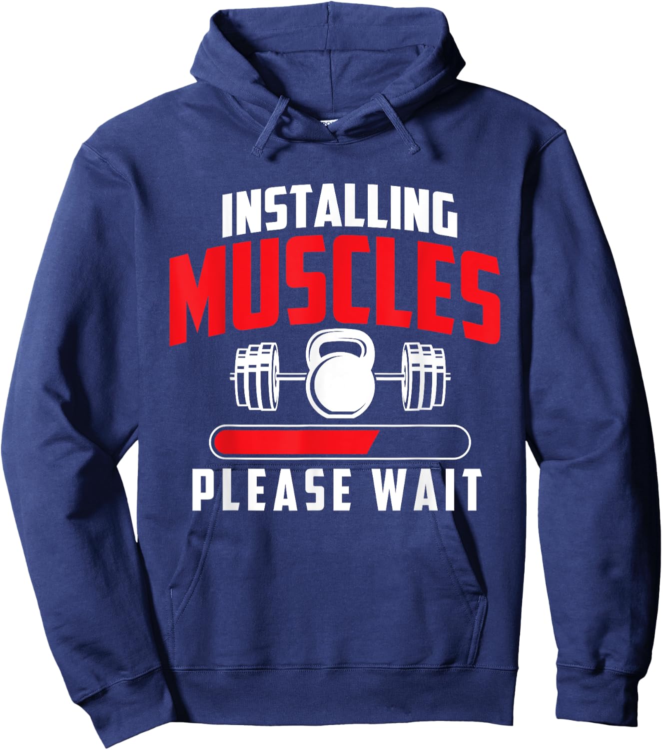 Funny Gym Shirts Installing Muscles Please Wait - Workout Gym Weightlifting , Small, Black Hoodie - Hoodie | Navy