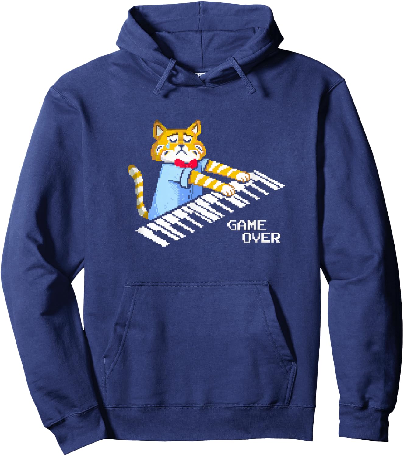 Sad Cat playing keyboard Game Over Women Hoodie - Hoodie | Navy