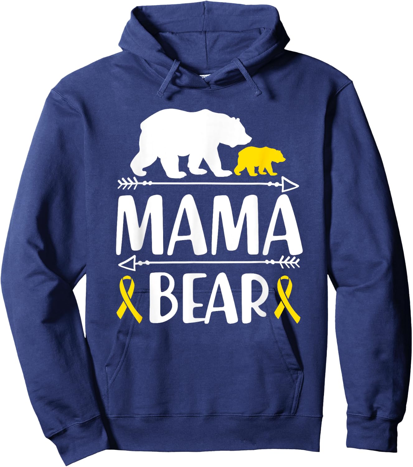 Mama Bear Childhood Cancer Awareness Mom Of A Warrior Hoodie - Hoodie | Navy