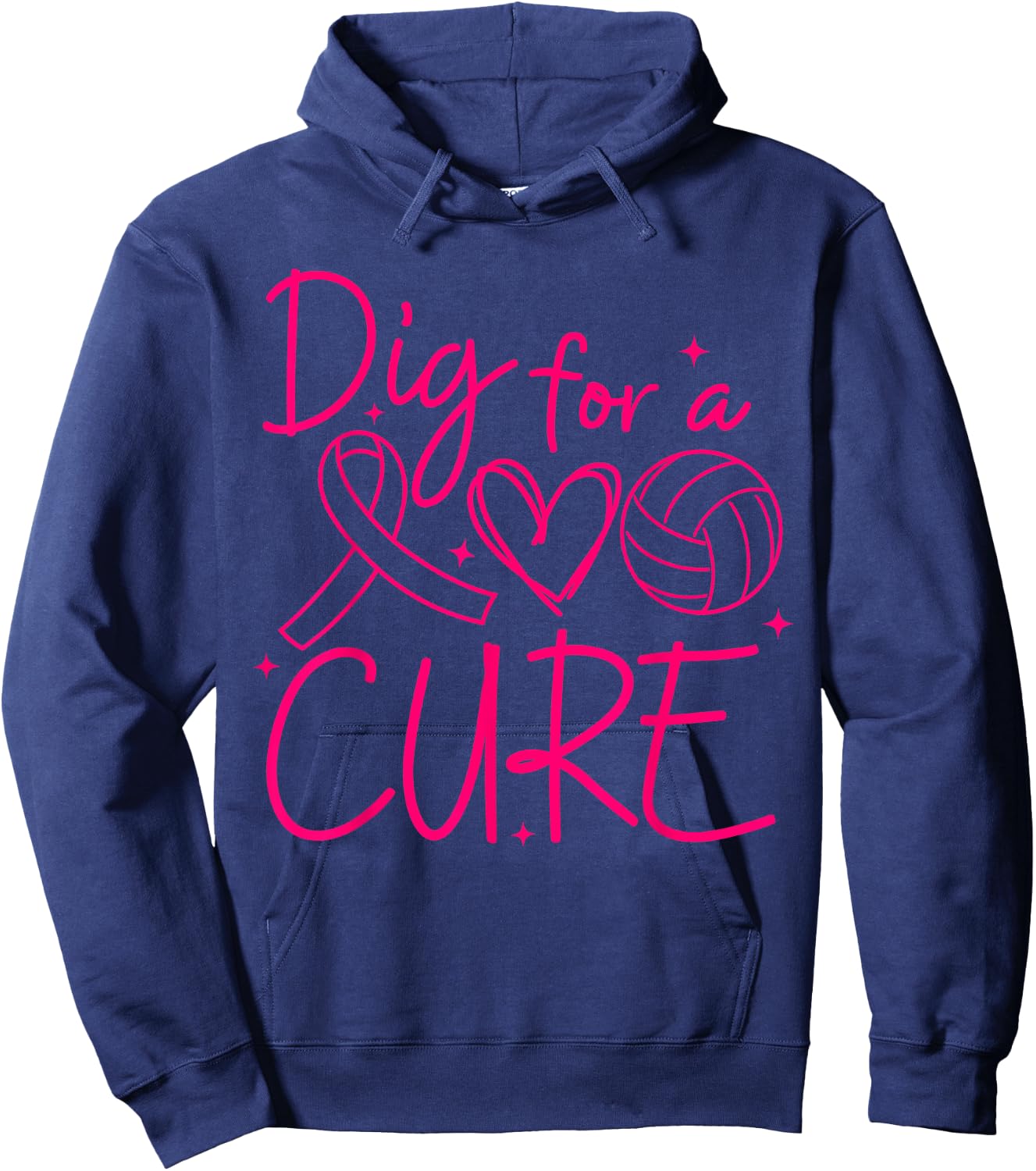 Dig For A Cure Breast Cancer Awareness Volleyball Pink Hoodie - Hoodie | Navy