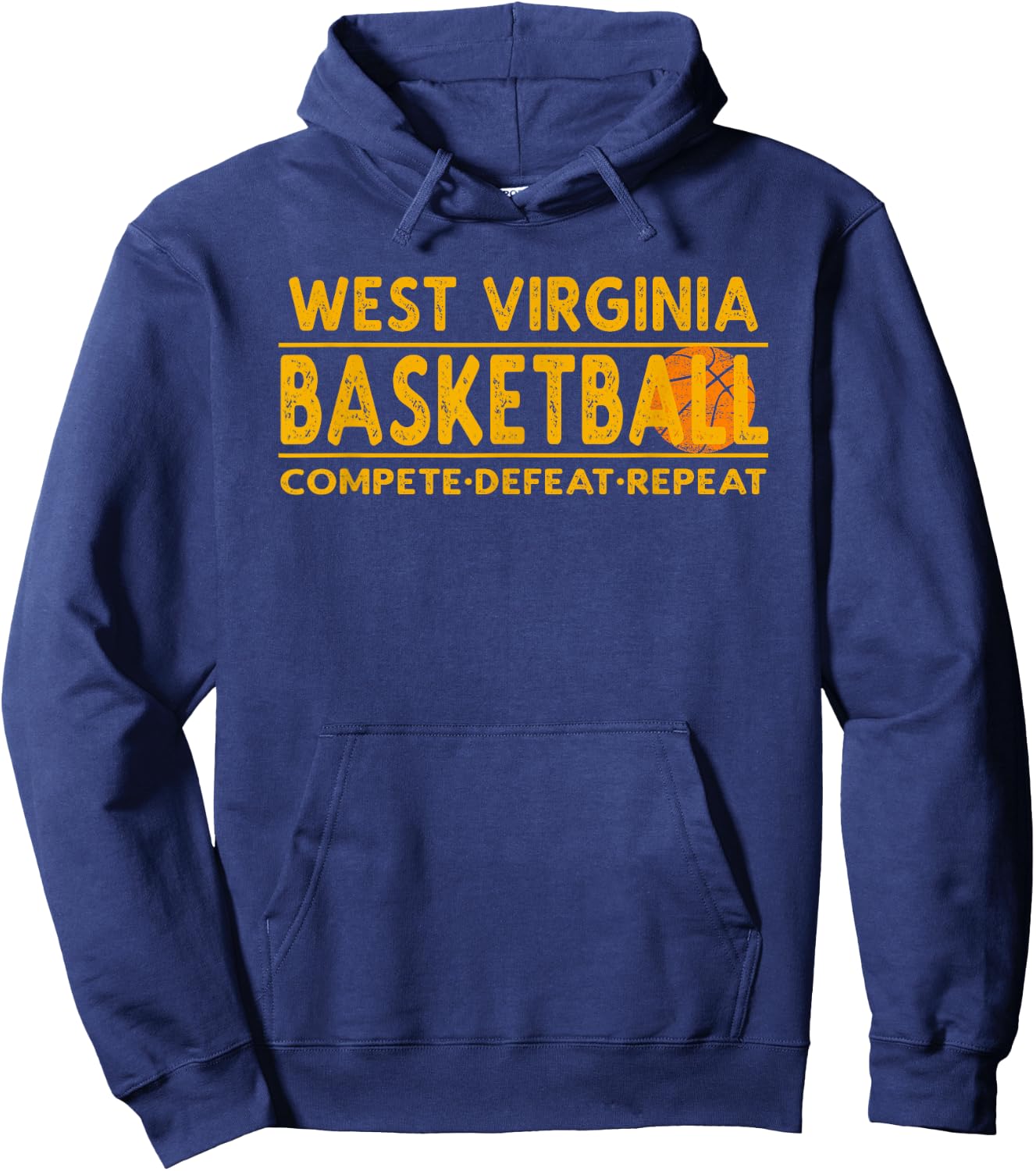 West Virginia Basketball - Compete Defeat Repeat Hoodie - Hoodie | Navy