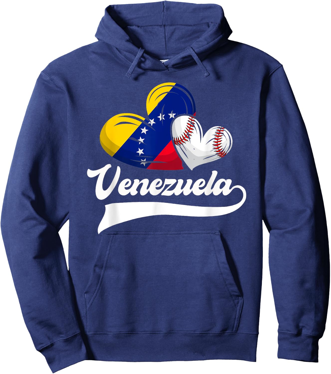 Venezuelan Baseball Player Venezuela Flag Heart Baseball Hoodie - Hoodie | Navy