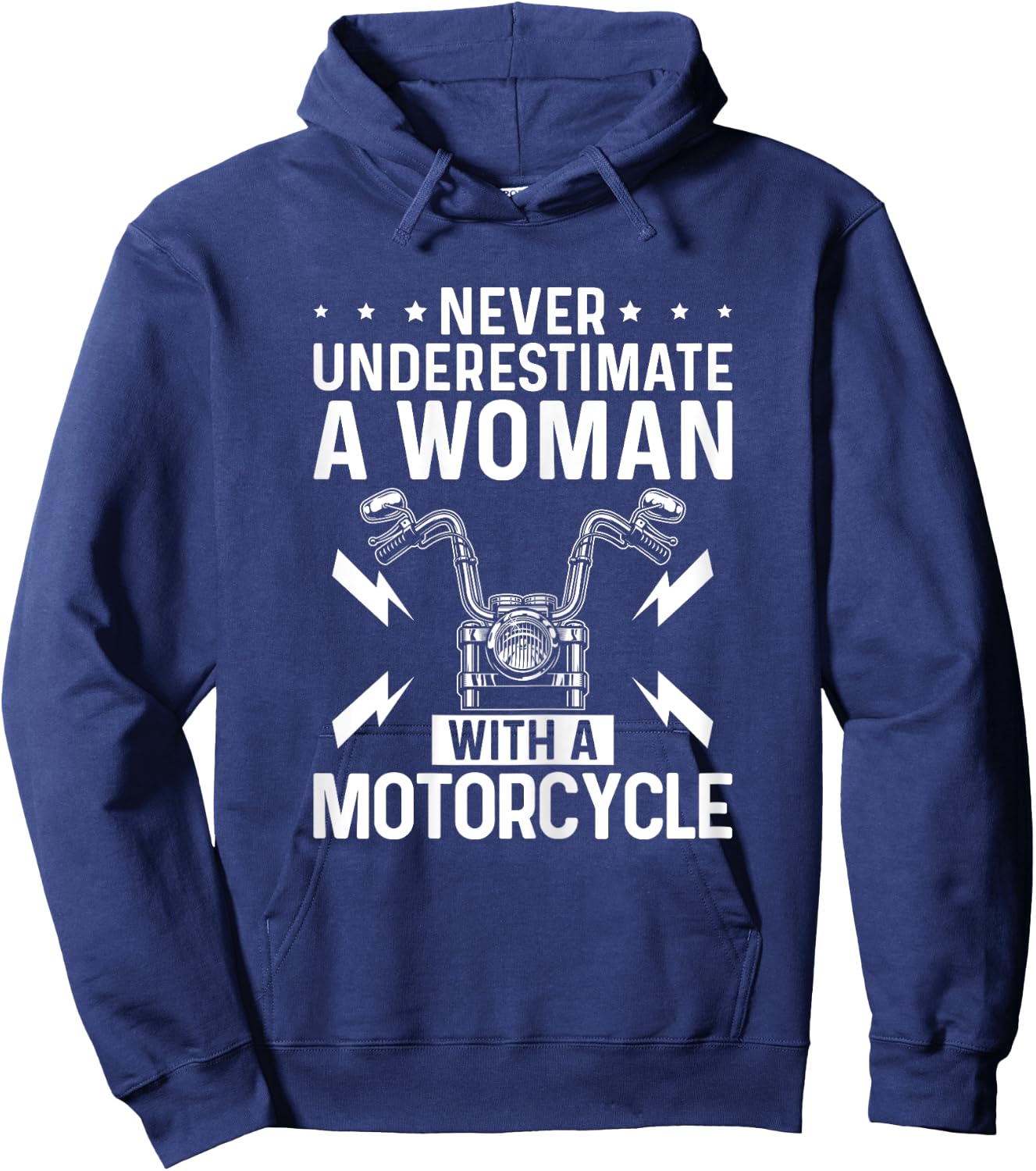 Never Underestimate a Woman with A Motorcycle Riding Lady Hoodie - Hoodie | Navy