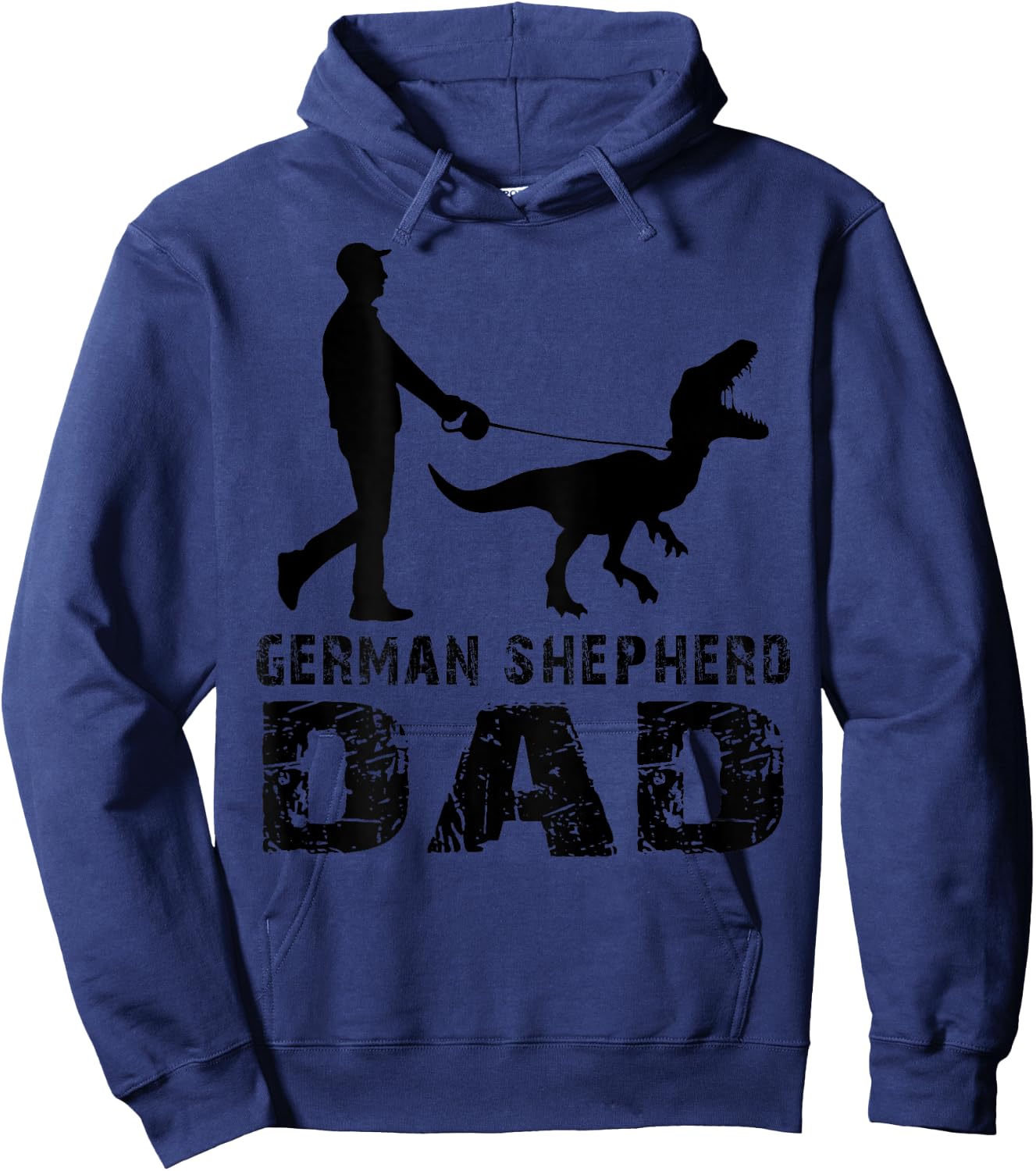 Funny Daddy Dinosaur German Shepherd Dad Father's Day (back) Hoodie - Hoodie | Navy