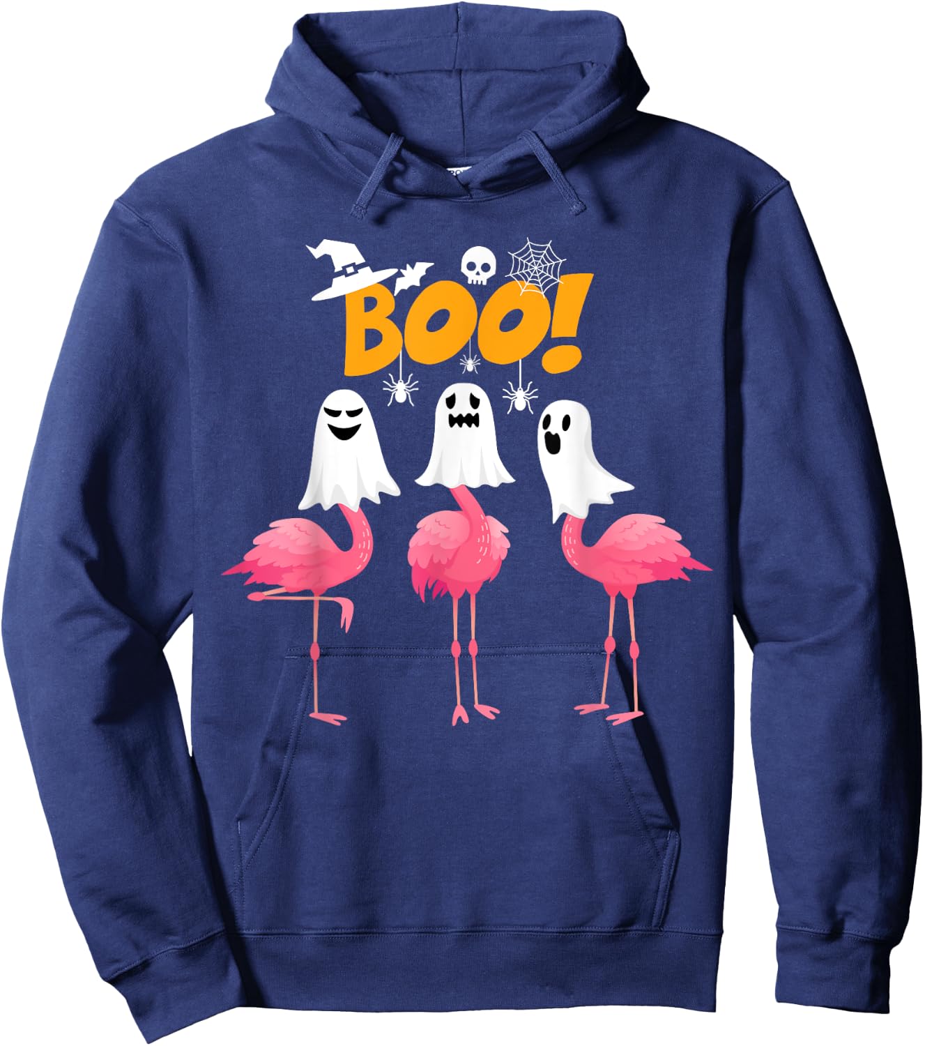 Funny Flamingo Boo - Flamingo Lover Spooky Ghost Halloween Hoodie - Hoodie | Navy