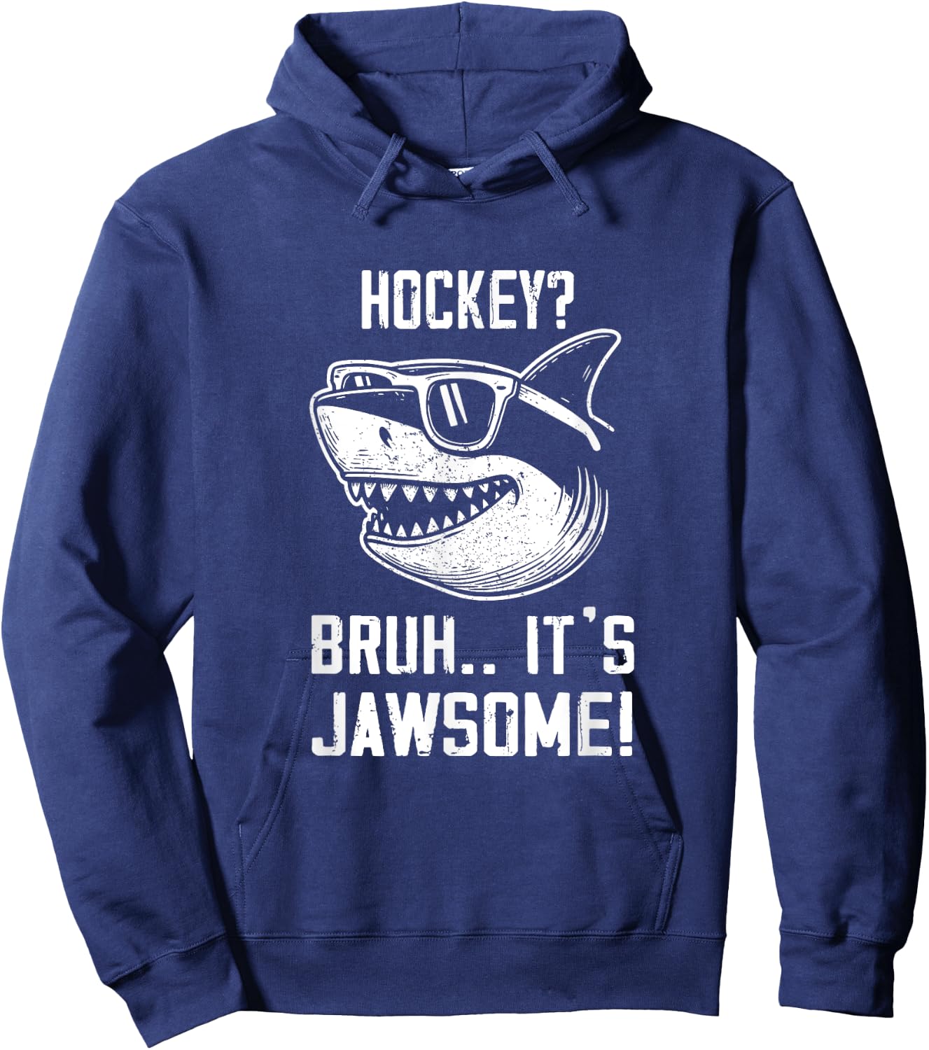 Hockey Bruh it's Jawsome Shark Kids Funny Hoodie - Hoodie | Navy