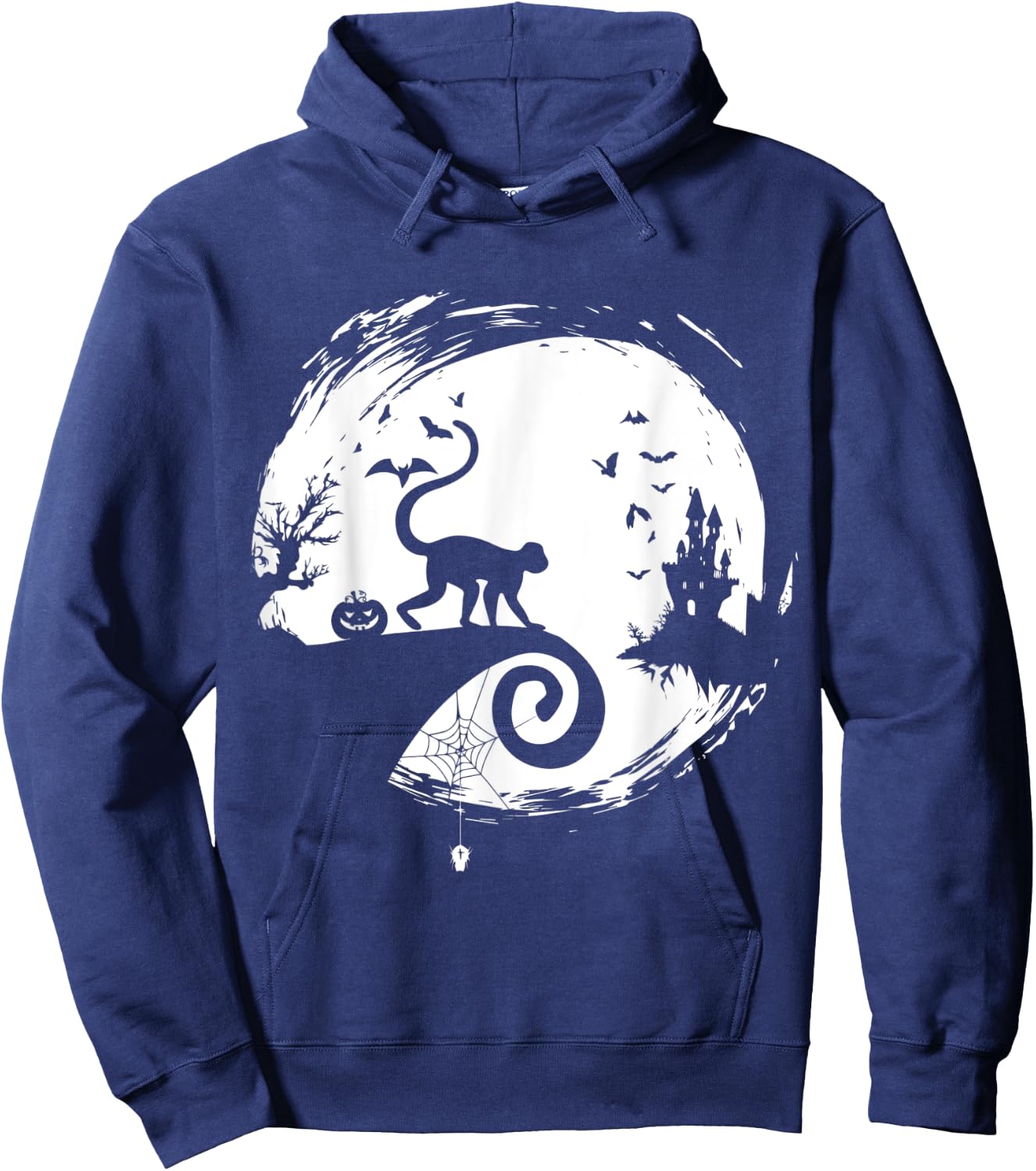 Spider Monkey Halloween Costume Moon Silhouette Creepy Hoodie - Hoodie | Navy