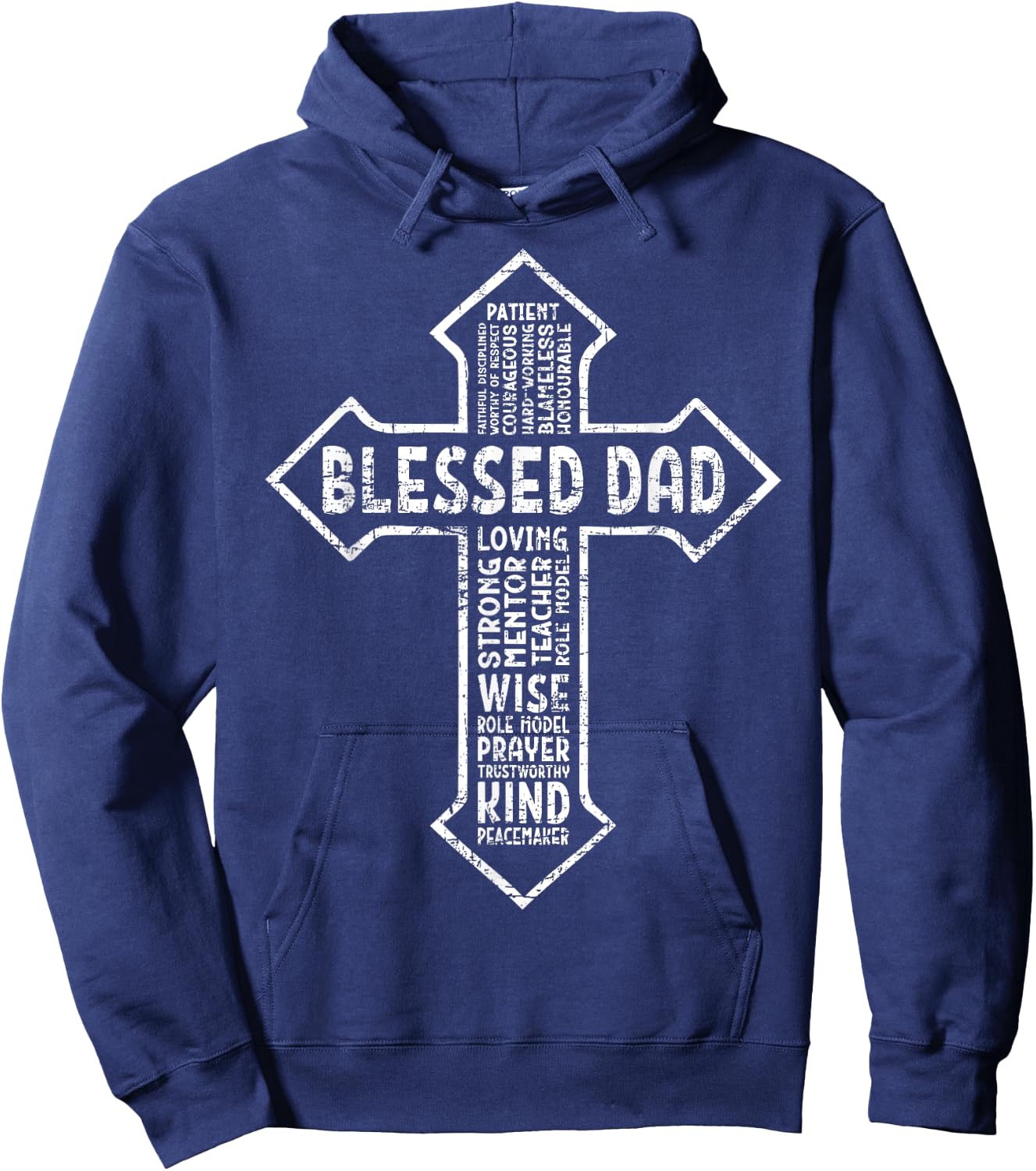 Cross God Jesus Faith Christian Cross Daddy Papa Blessed Dad Hoodie - Hoodie | Navy