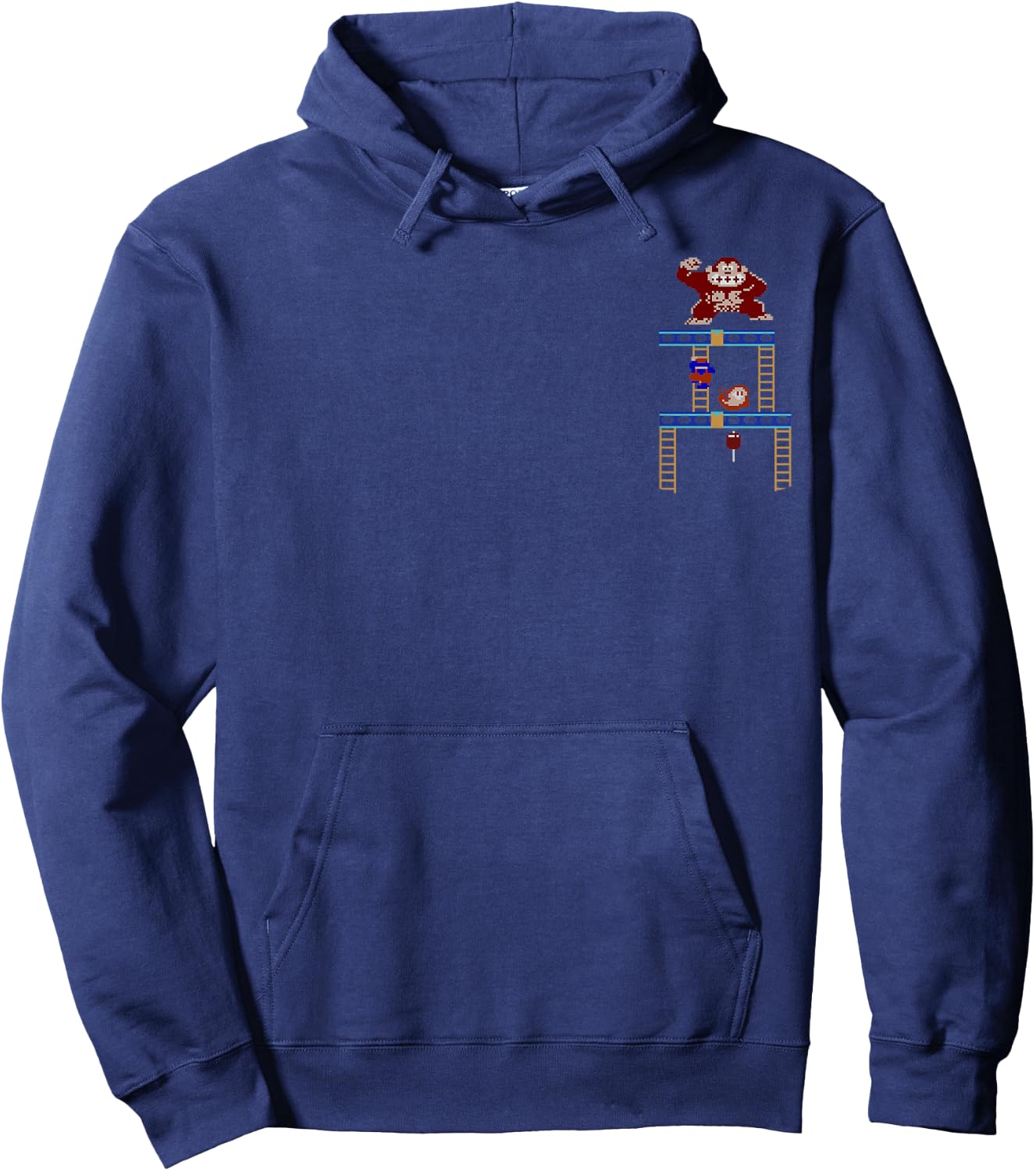 Super Mario Donkey Kong Ladder Pixel Game Scene Portrait Hoodie - Hoodie | Navy
