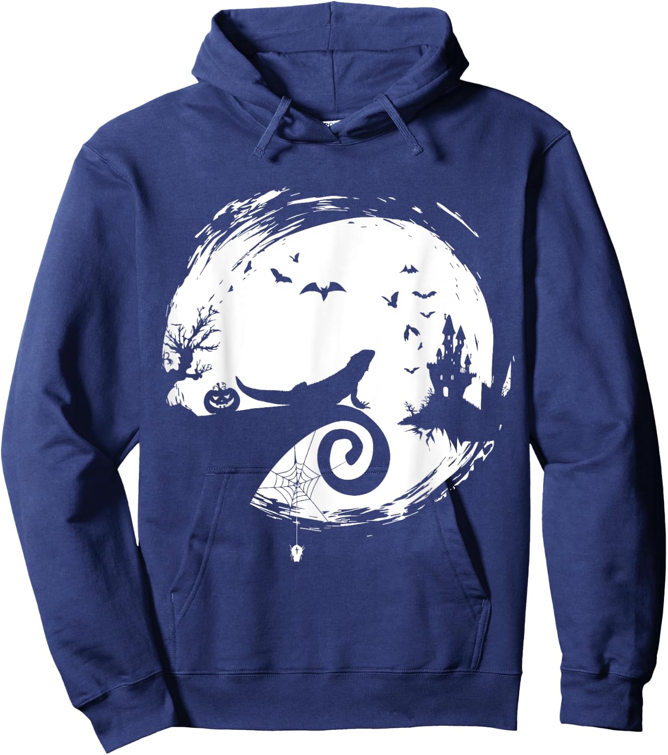 Bearded Dragon Halloween Costume Moon Silhouette Creepy Hoodie - Hoodie | Navy