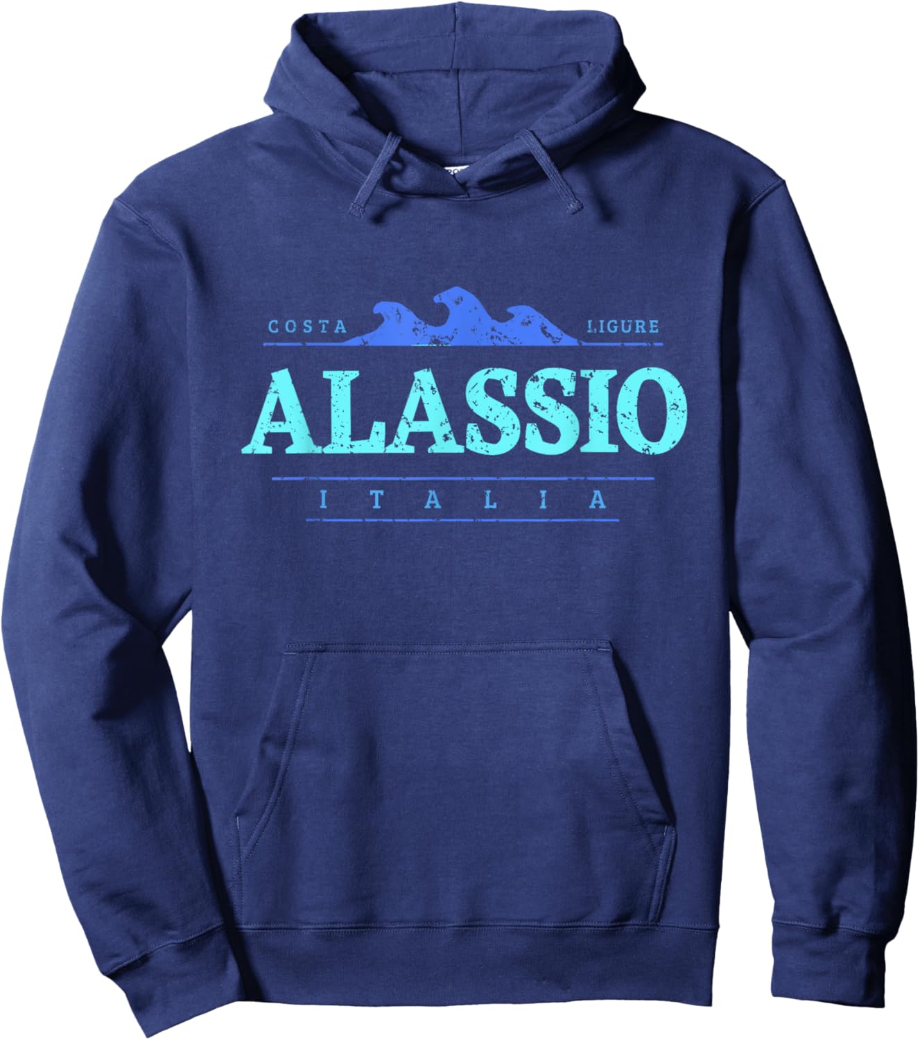 Alassio Italia | Alassio Liguria Italy Shoreline Hoodie - Hoodie | Navy
