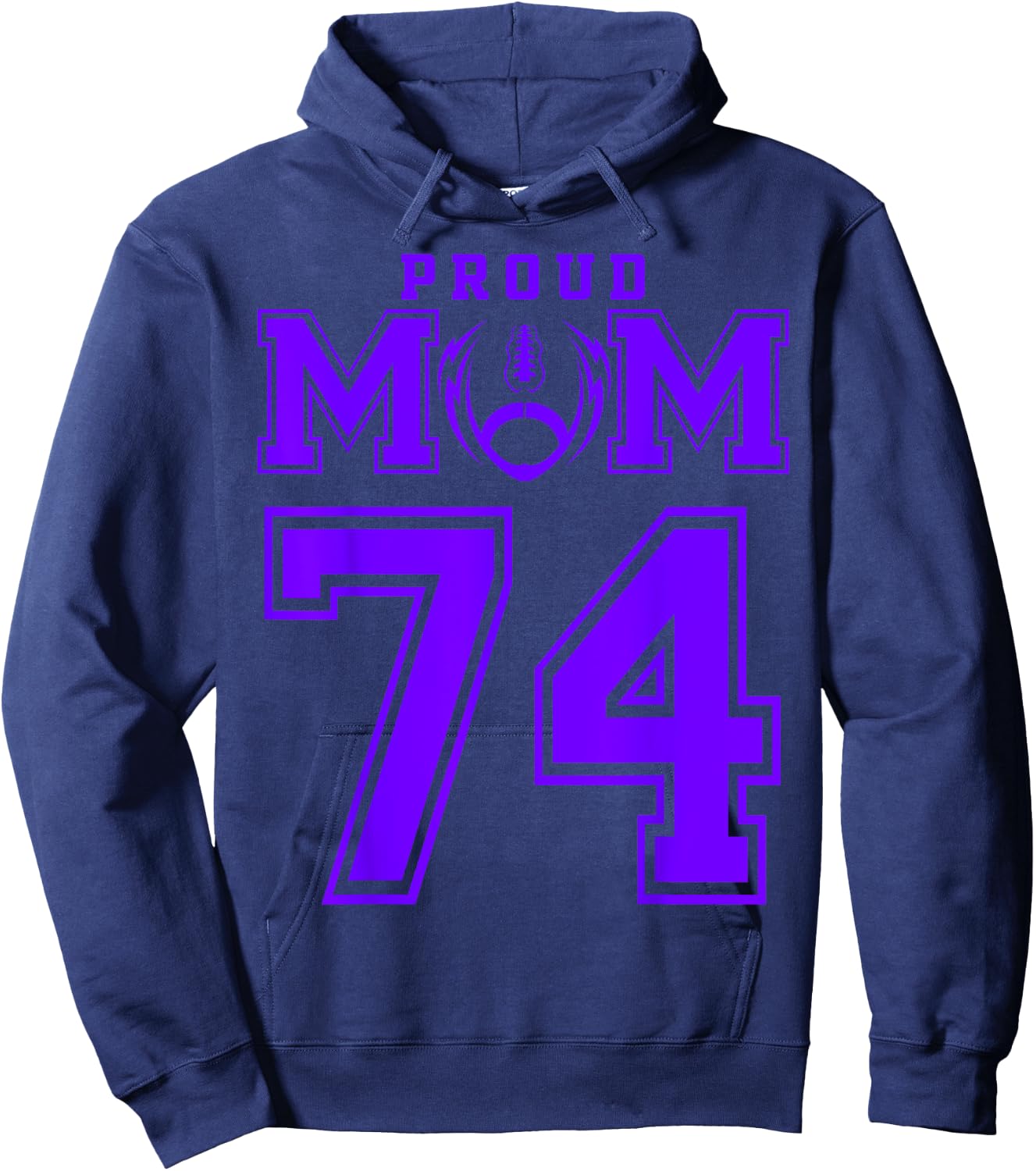 Custom Proud Football Mom Number 74 P Personalized Hoodie - Hoodie | Navy