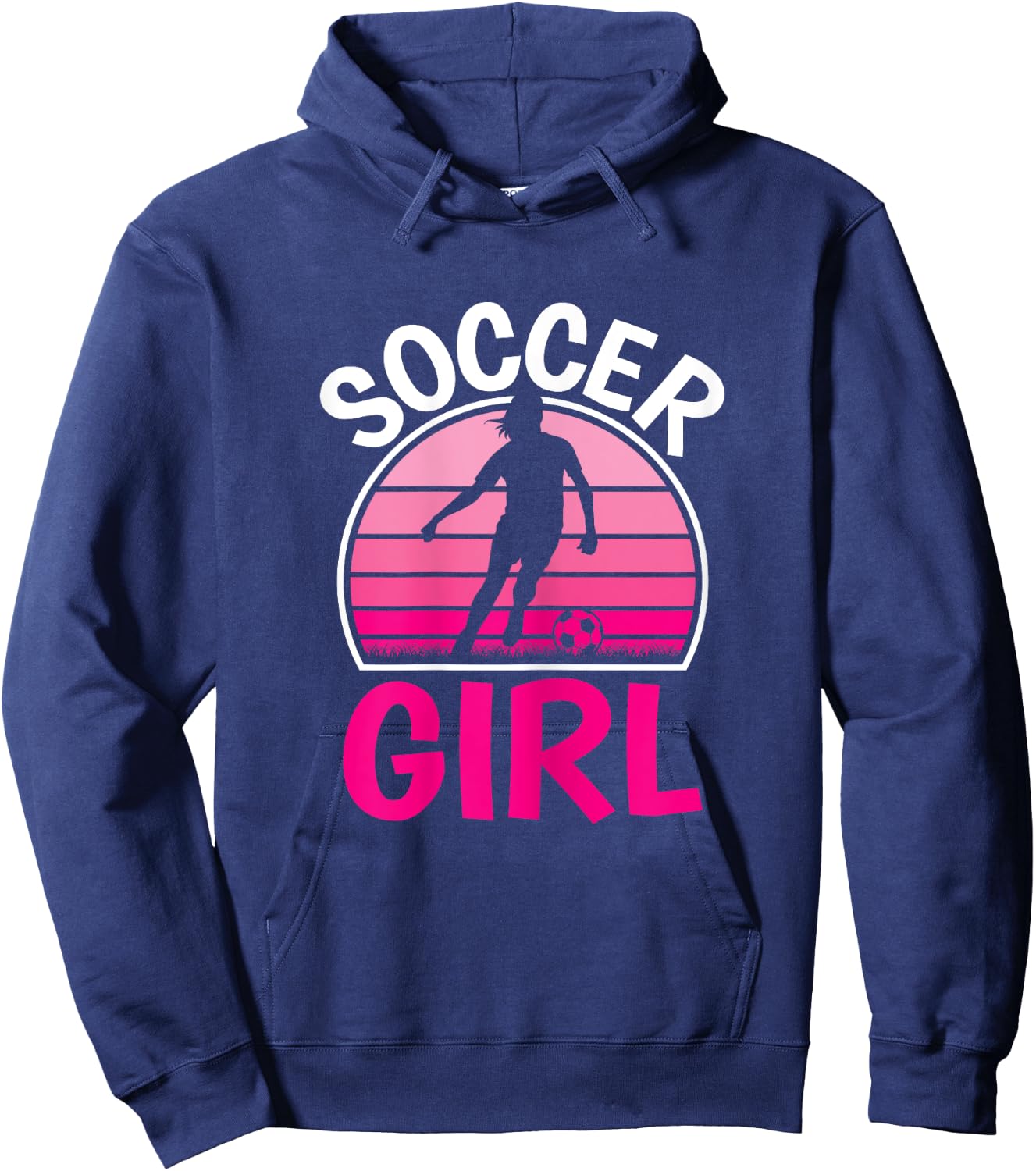 Cute Soccer Girl Pink Soccer Player Women Girls Hoodie - Hoodie | Navy