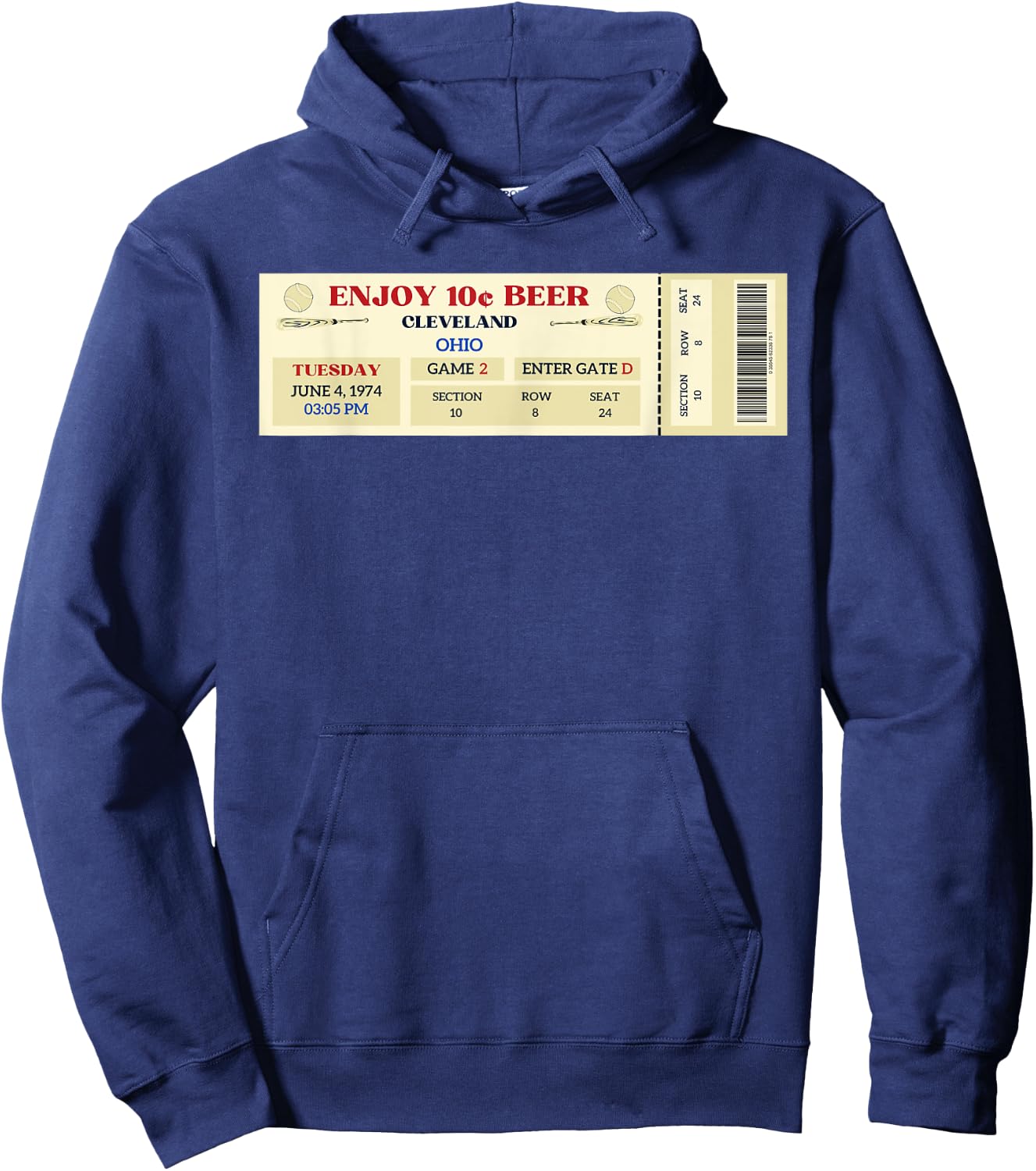 Cleveland 10 cent beer night Ticket Ohio Hoodie - Hoodie | Navy