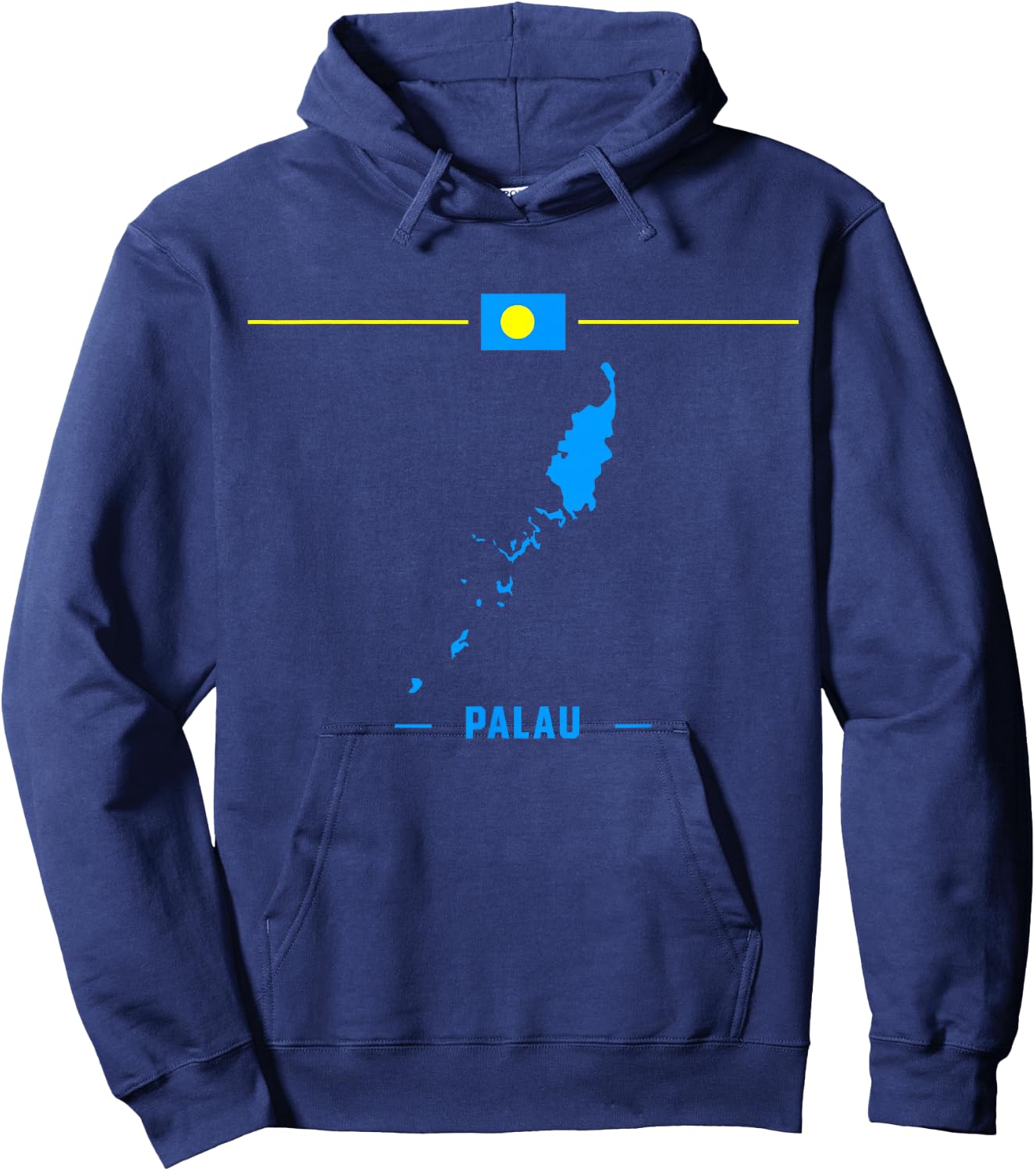 Map of Palau isolated with flag and name of the country Hoodie - Hoodie | Navy