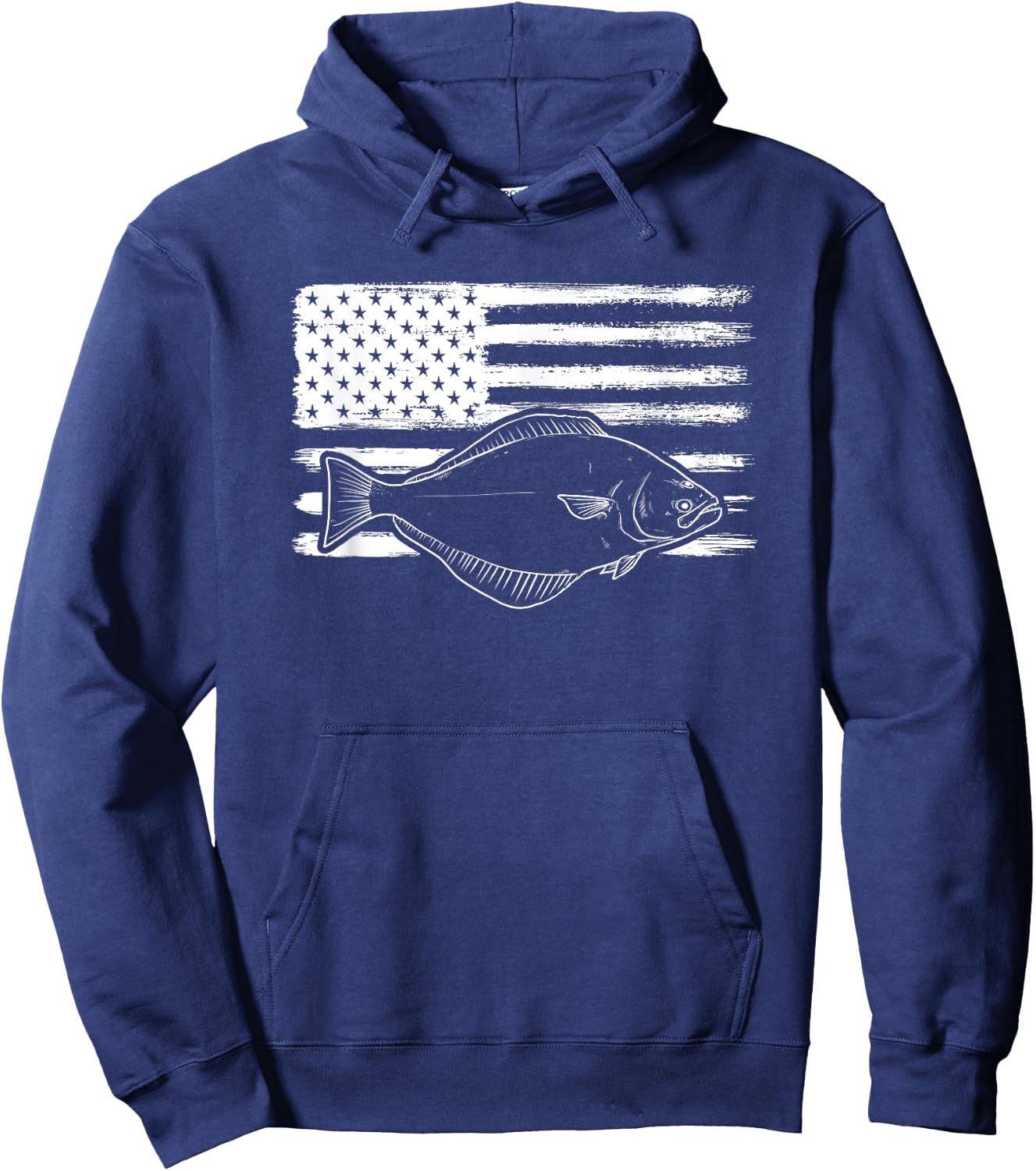 Halibut USA Plaice Flounder Flatfish united states grunge Hoodie - Hoodie | Navy