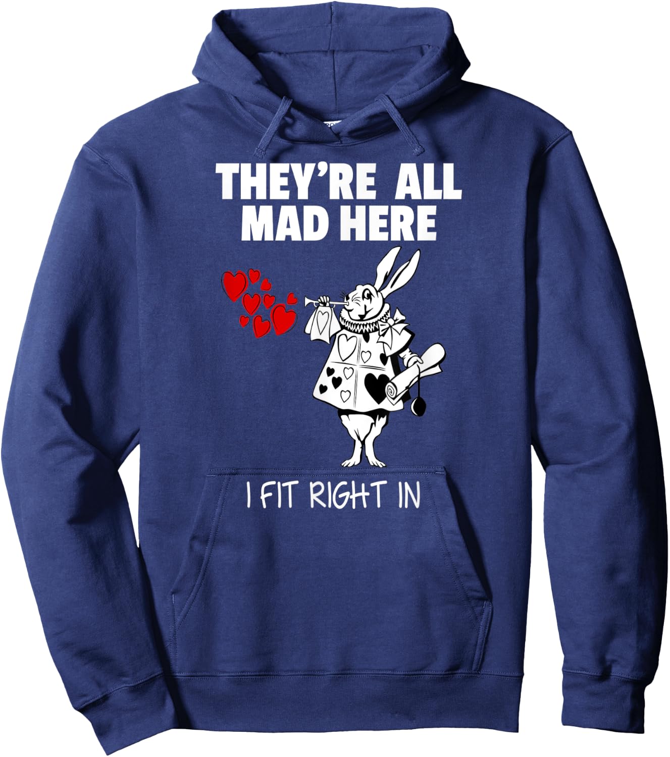 Alice in Wonderland White Rabbit Shirt Hoodie - Hoodie | Navy