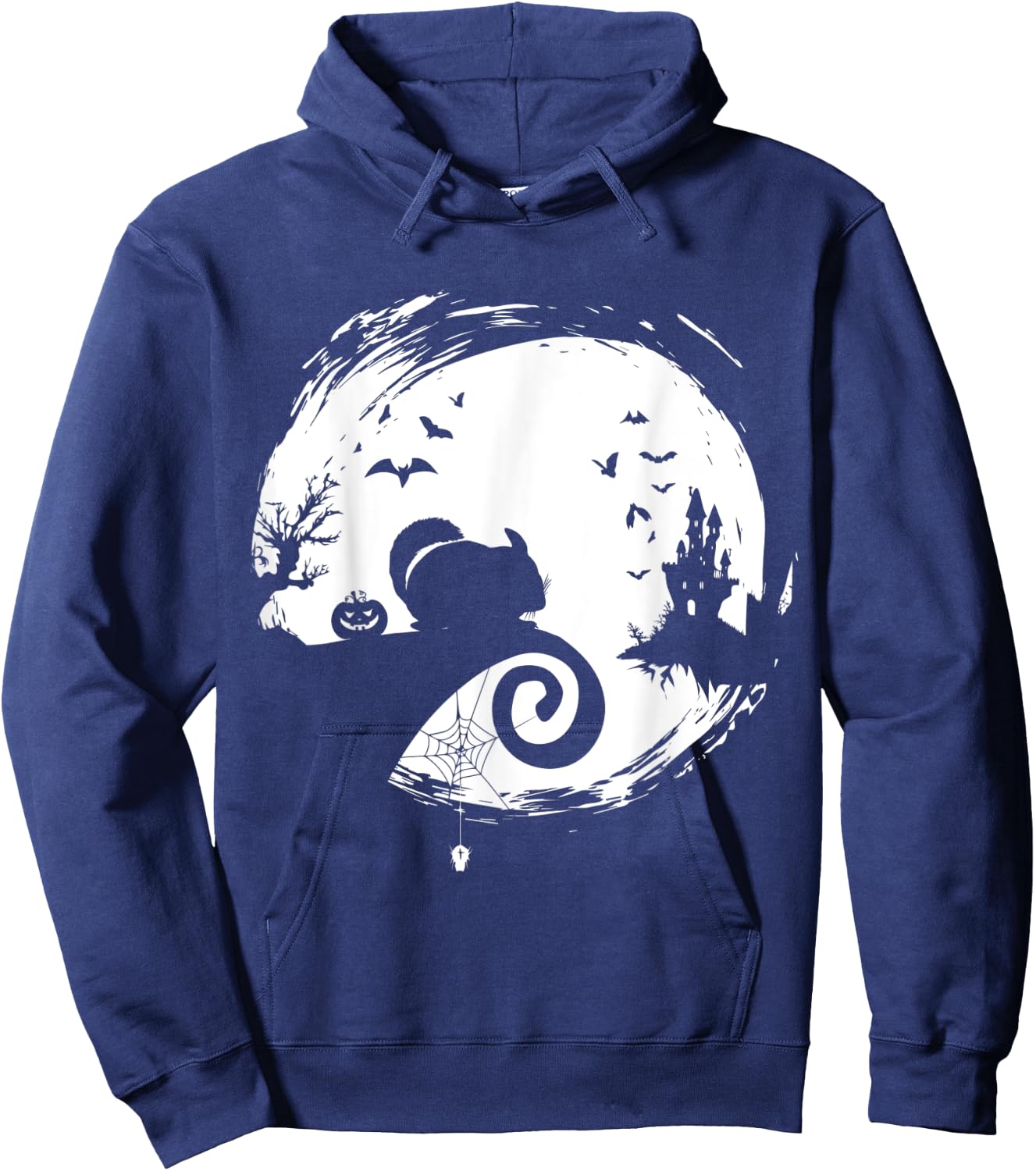 Chinchilla Halloween Costume Moon Silhouette Creepy Hoodie - Hoodie | Navy
