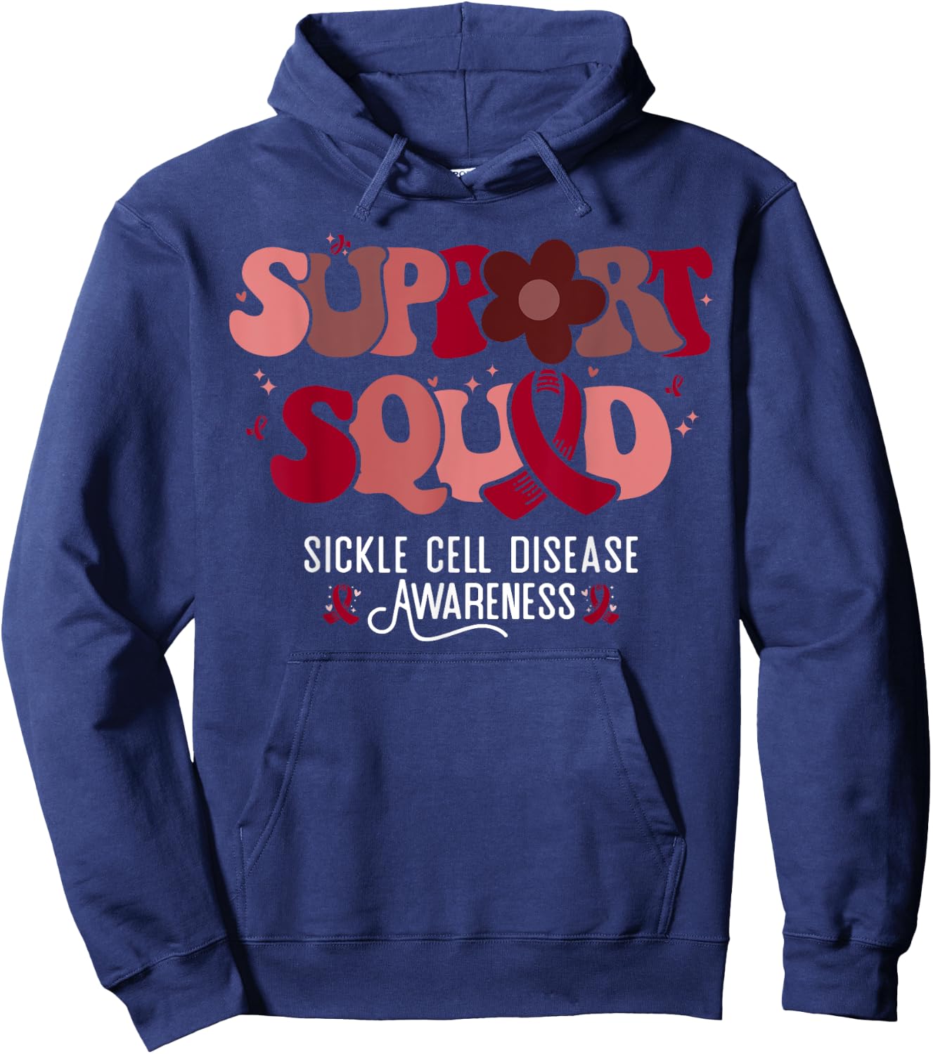 Sickle Cell Warrior Groovy Support Squad Sickle Cell Anemia Hoodie - Hoodie | Navy
