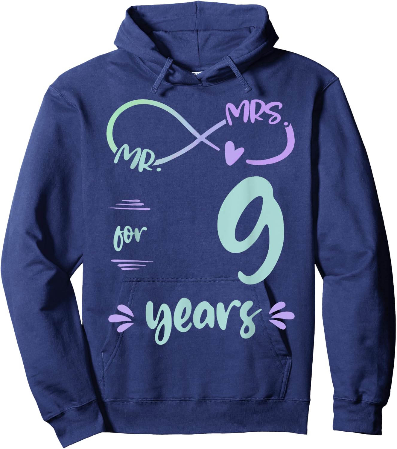 Mr. and Mrs. For 9 Years 9th Anniversary Wife and Husband Hoodie - Hoodie | Navy
