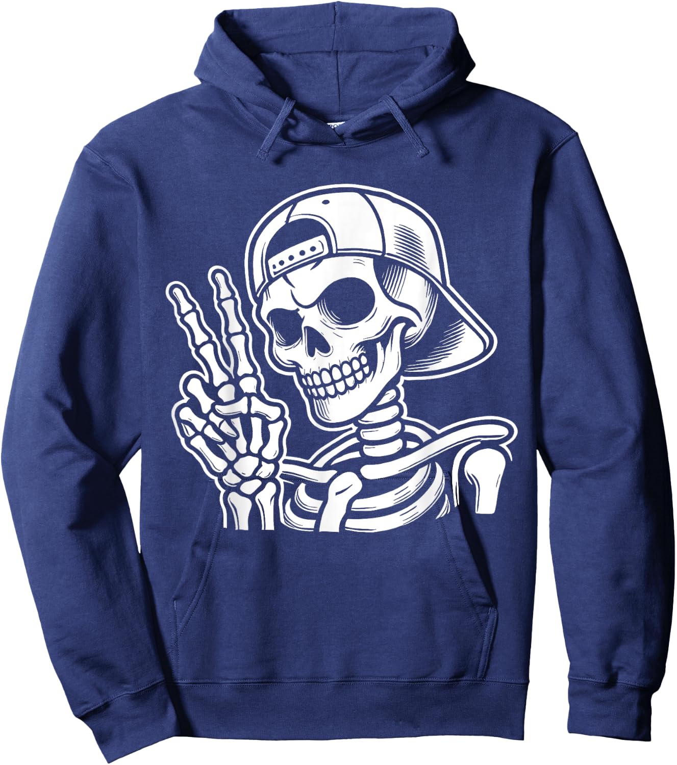 Skeleton Hand Peace Sign Retro Halloween Skeleton Hand Sign Hoodie - Hoodie | Navy