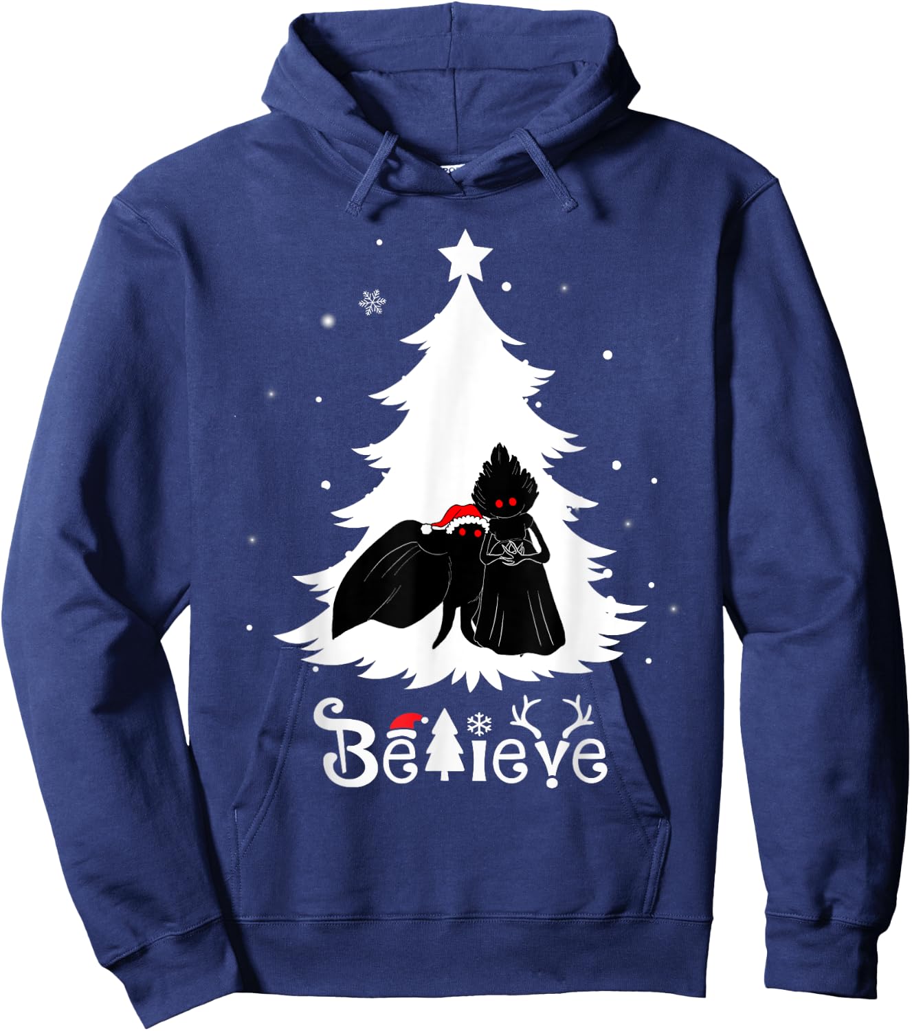 Mothman Flatwoods Monster Christmas Believe Funny Cryptid Hoodie - Hoodie | Navy