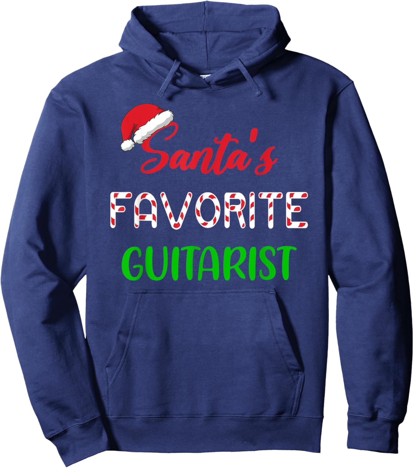 Santas Favorite Guitarist Gift Funny guitar Christmas Pajama Hoodie - Hoodie | Navy