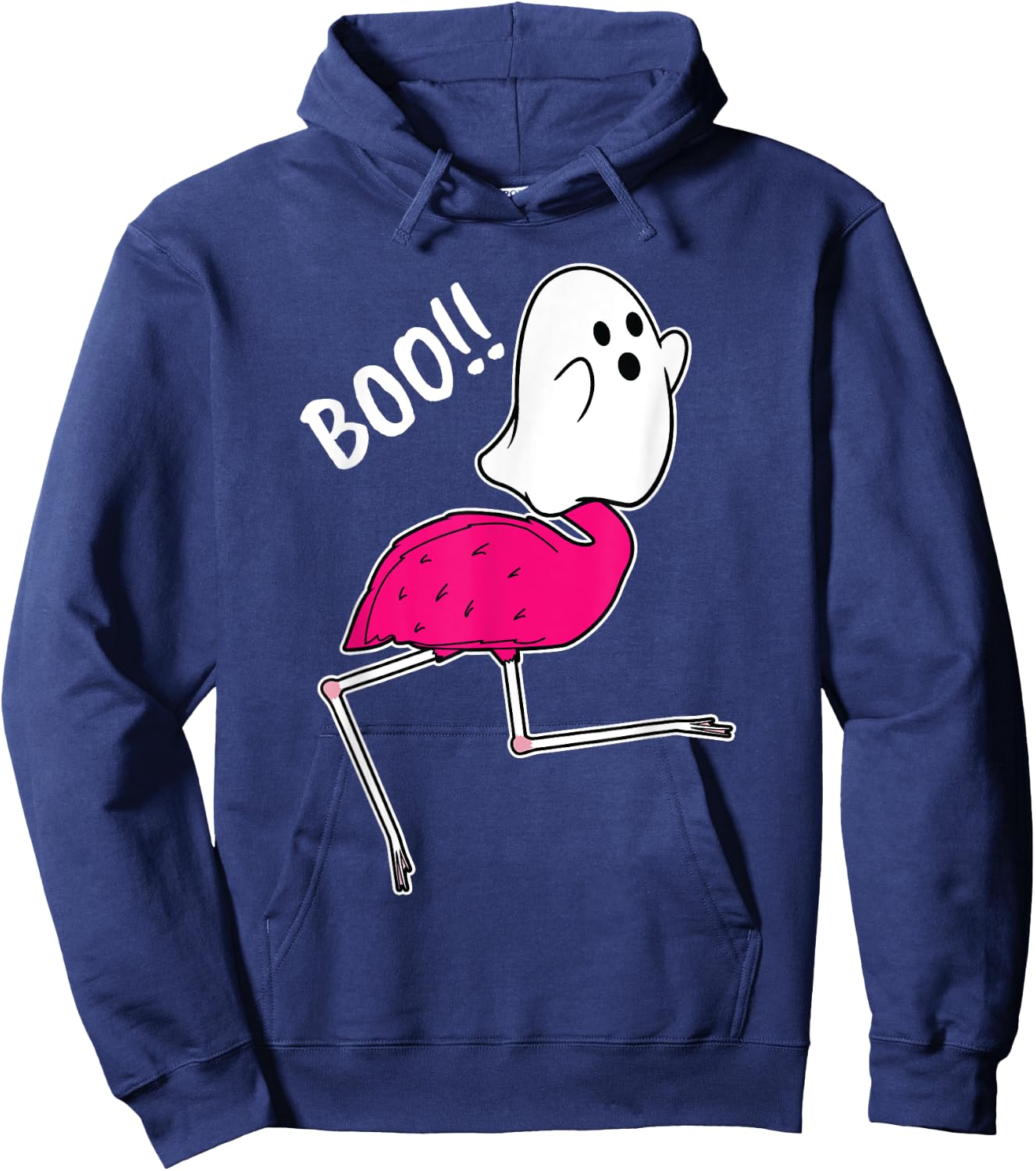 Flamingo Ghost Boo Lazy DIY Halloween Costume Funny Animal Hoodie - Hoodie | Navy