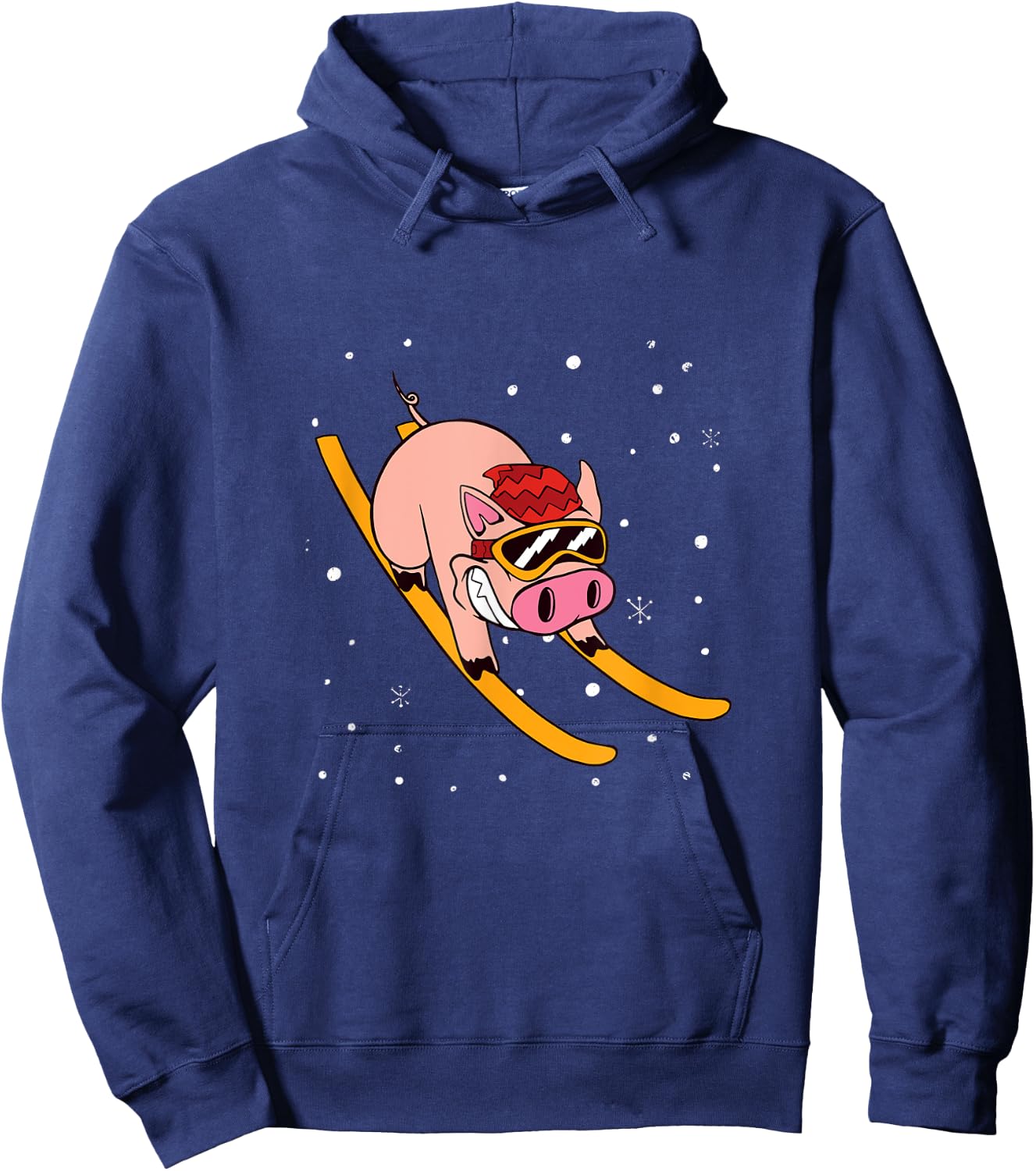 Pig on Skis - Skier Funny Ski Vacation Hoodie - Hoodie | Navy