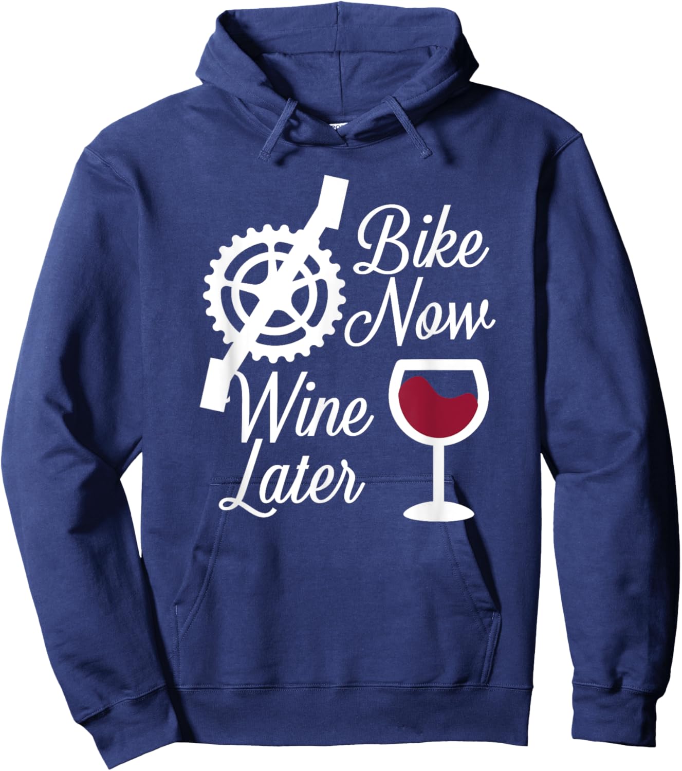 Bike Now Wine Later - Funny Biker Hoodie - Hoodie | Navy