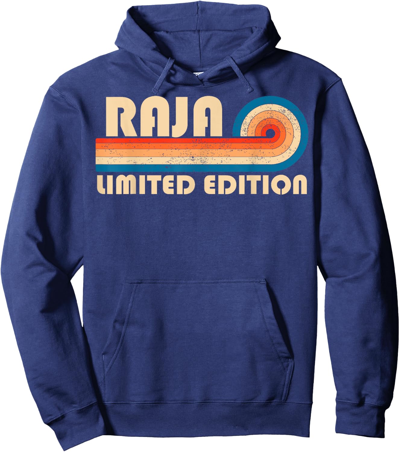 RAJA Surname Retro Vintage 80s 90s Birthday Reunion Hoodie - Hoodie | Navy
