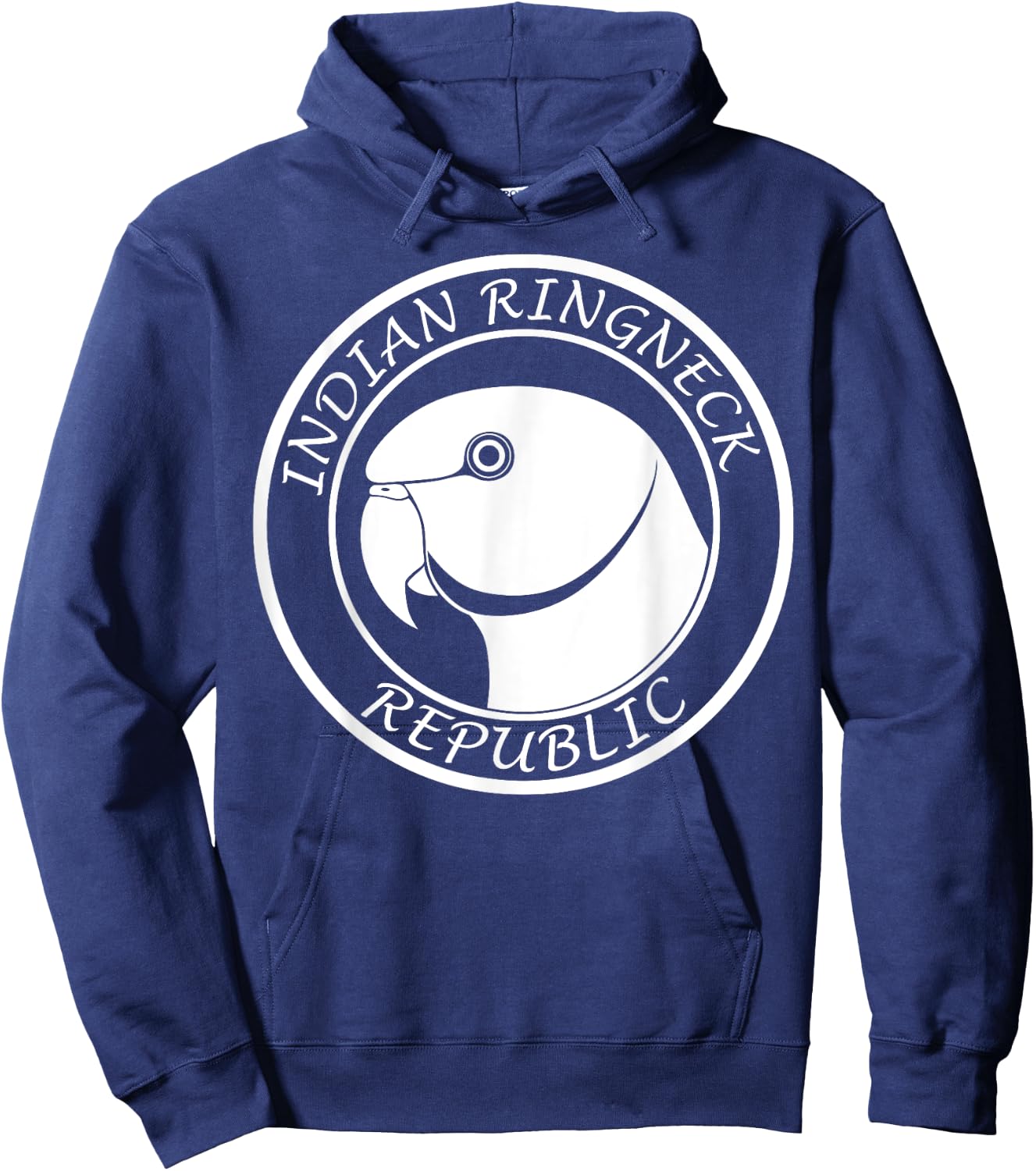 Indian Ringneck Parrot Face (White) Hoodie - Hoodie | Navy