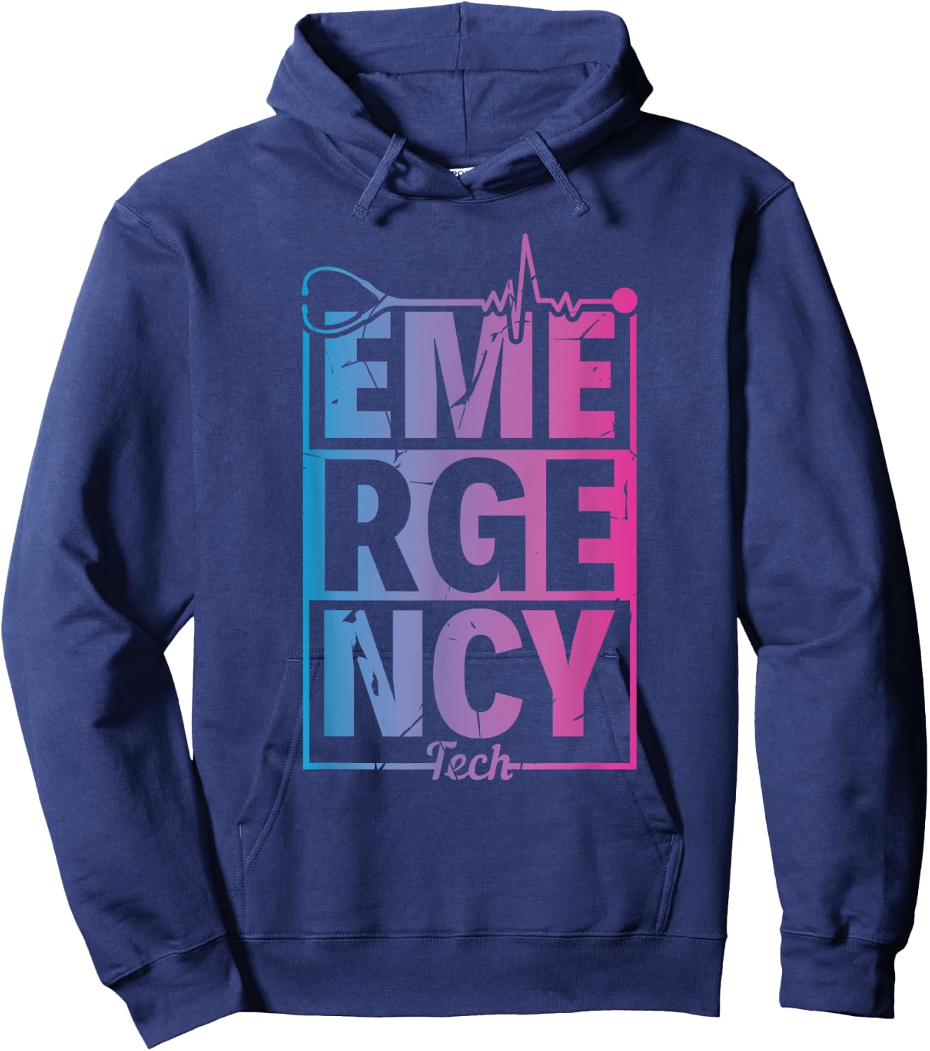 ER Tech Emergency Room Technologist Apparel Adult X-Small Black Short Sleeve Modern Hoodie - Hoodie | Navy