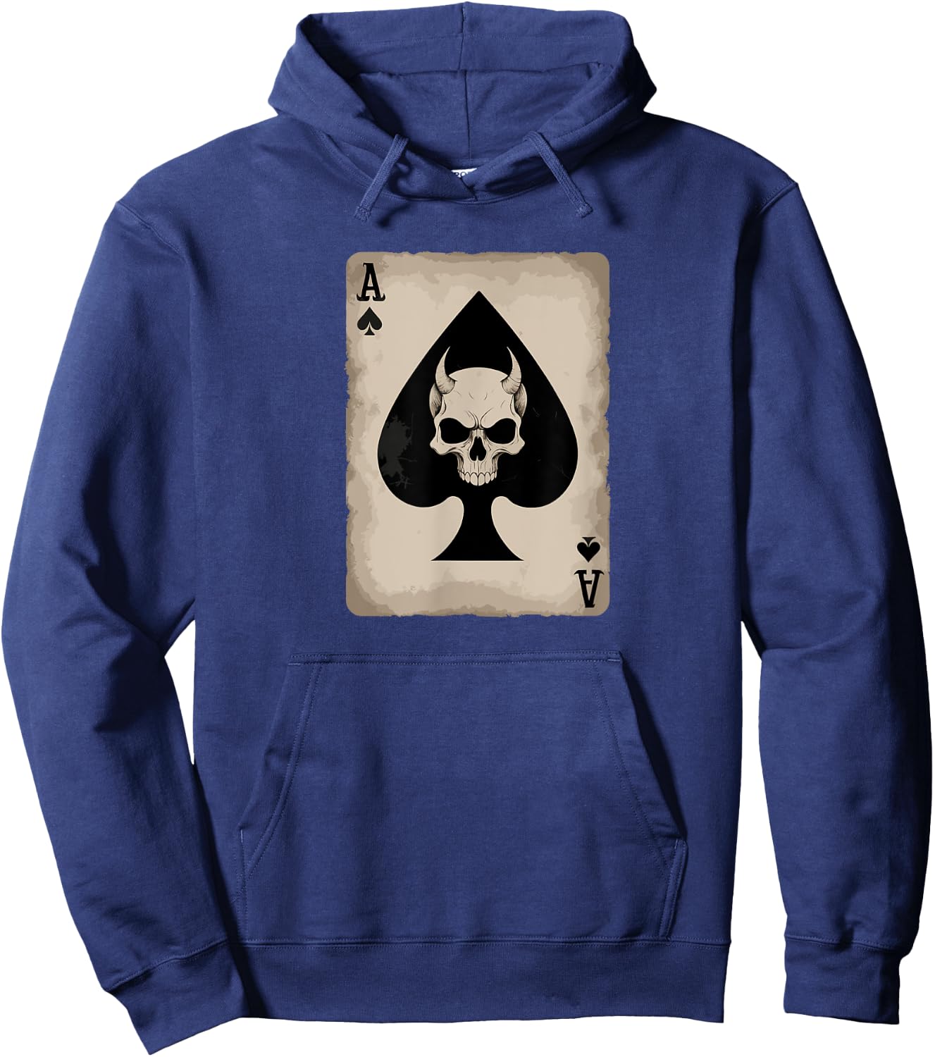 Skull and Devil Horns. Ace of Spades Playing Card. Hoodie - Hoodie | Navy