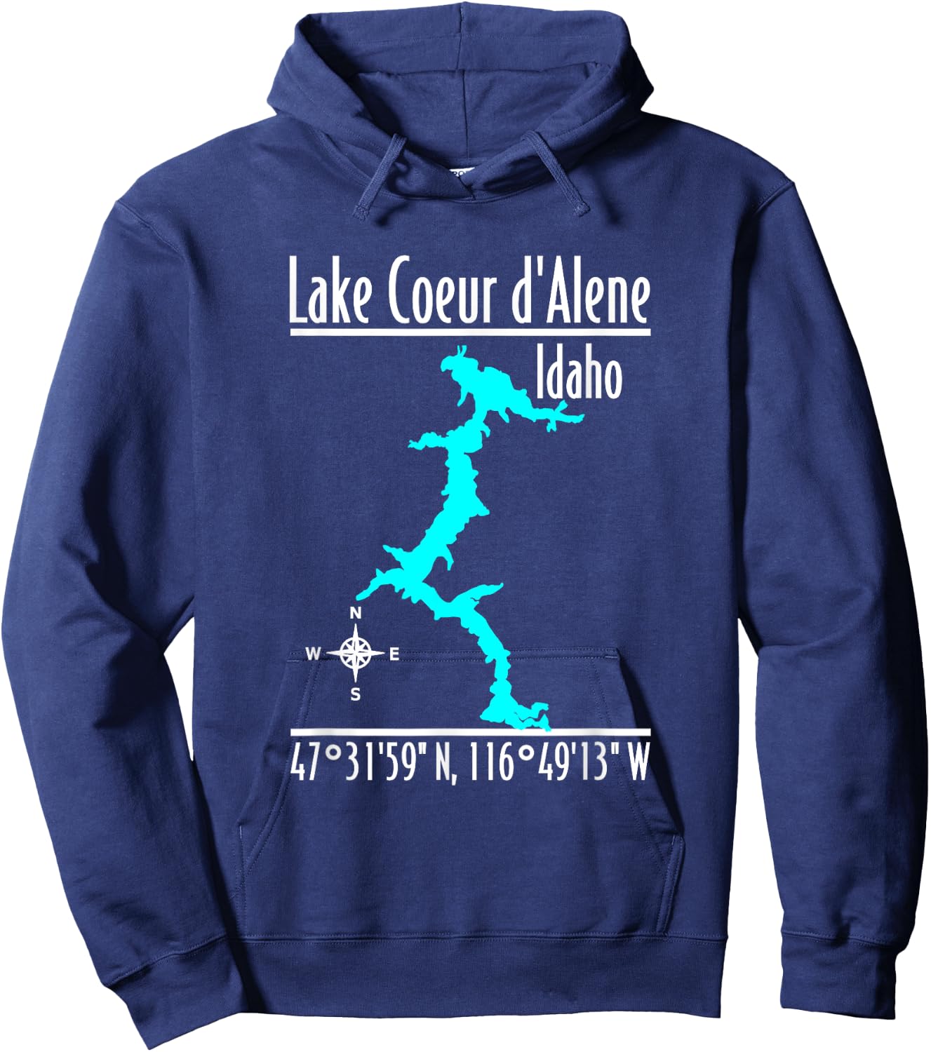Modern Lake Coeur d'Alene - Idaho Hoodie - Hoodie | Navy
