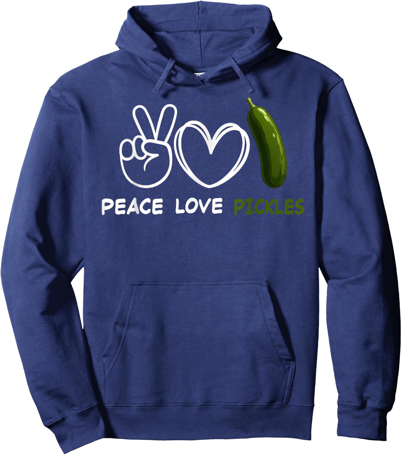Peace, Love Pickles Retro Pickles Lover Food Lover Hoodie - Hoodie | Navy
