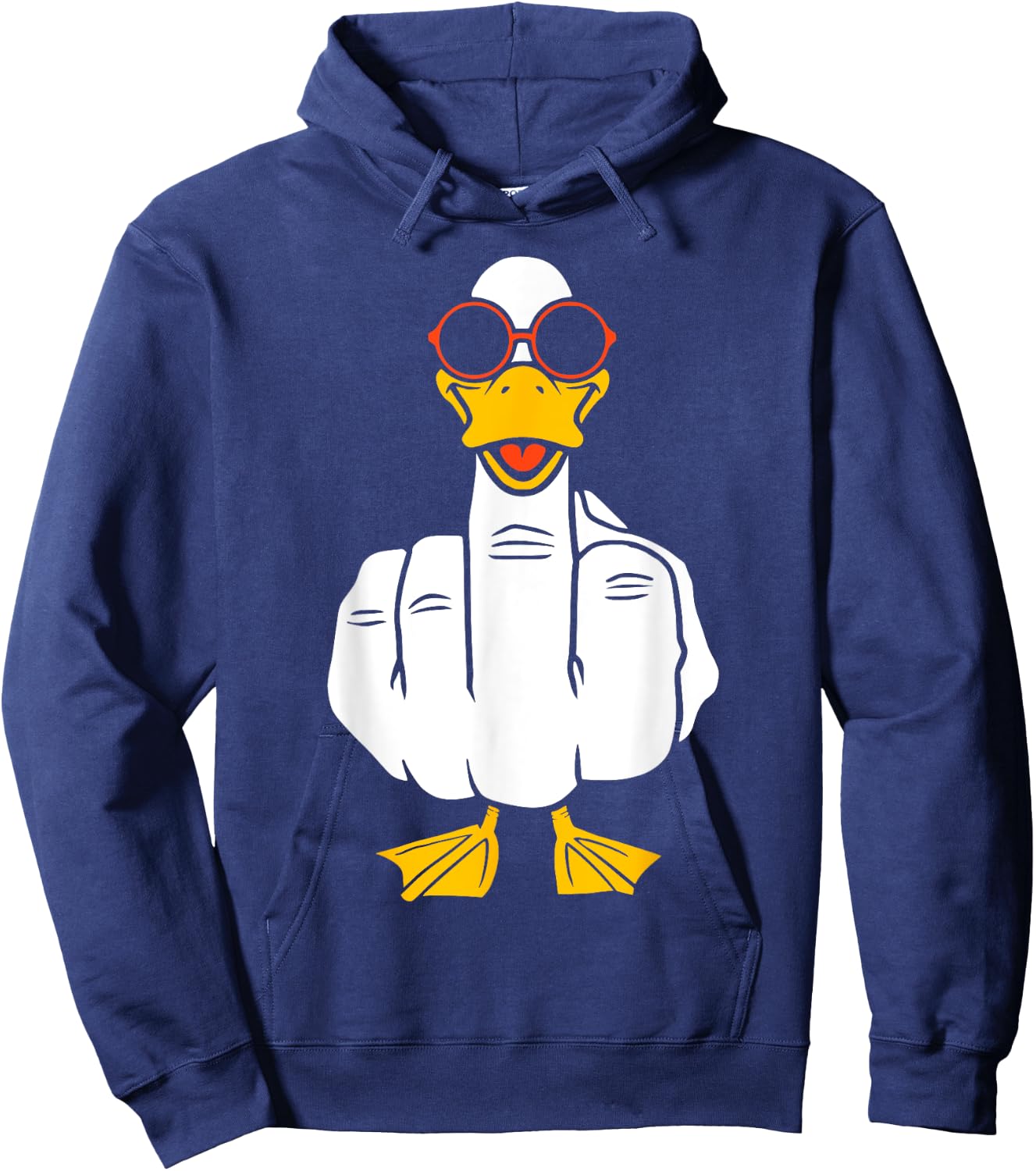Middle Finger Funny Duck Inappropriate Rude Antisocial Hoodie - Hoodie | Navy