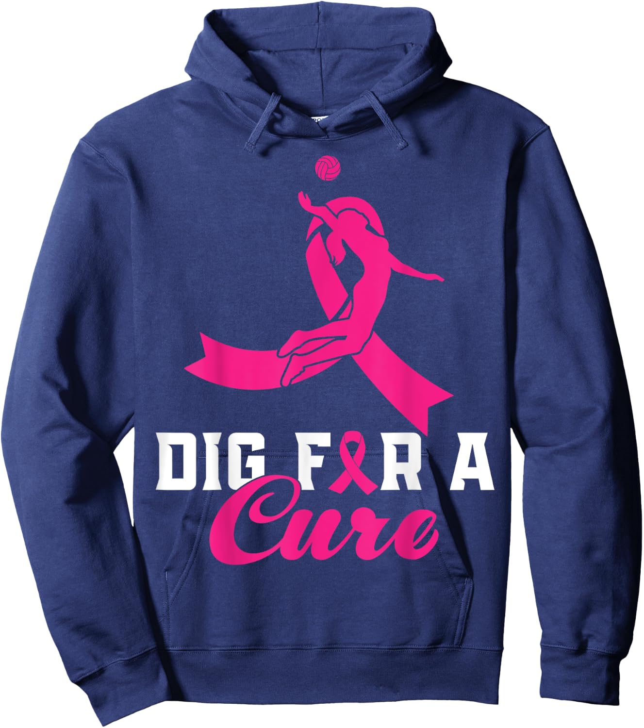 Dig For A Cure Breast Cancer Awareness Volleyball Pink Hoodie - Hoodie | Navy